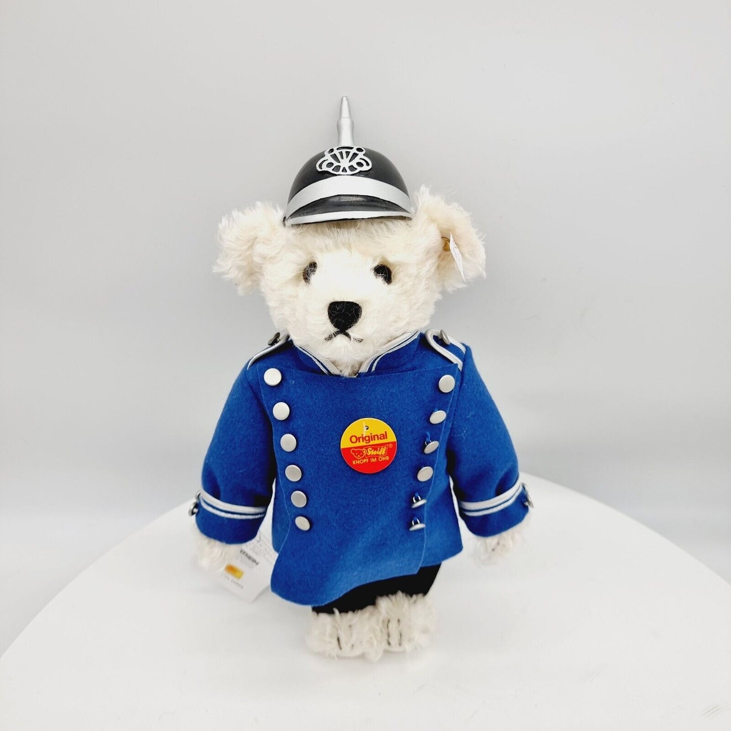 Steiff 655364 Teddybär Berliner Milieu 35 cm Mohair weiß Berliner Schutzmann