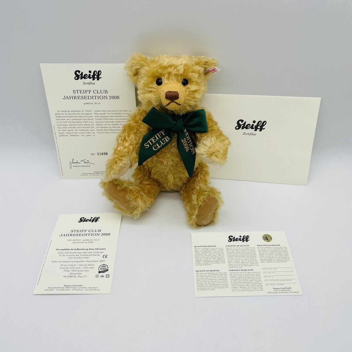 Steiff Club Teddybär Jahresedition 2008 420955 limitiert 2008 30cm Mohair