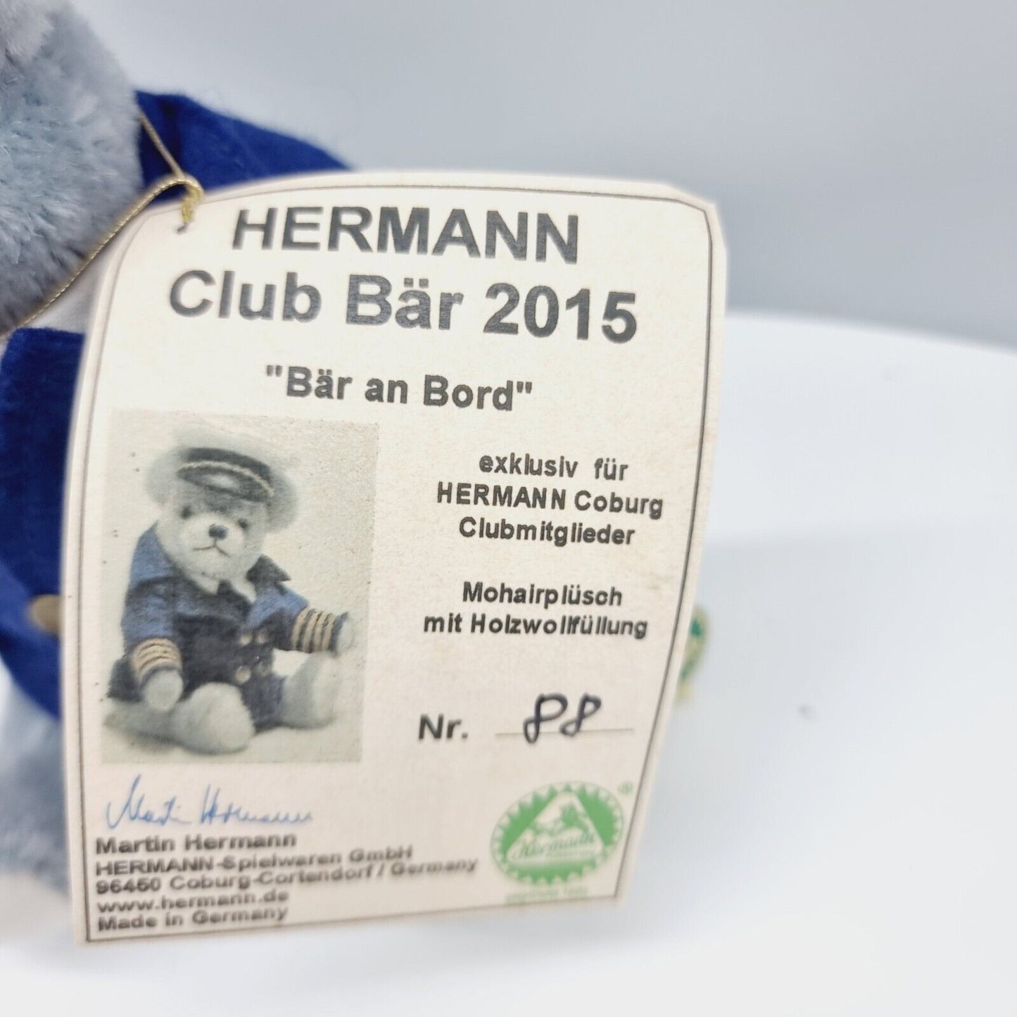 Hermann Coburg Bär an Bord 20 cm Club Teddybär 2015 Nr.88