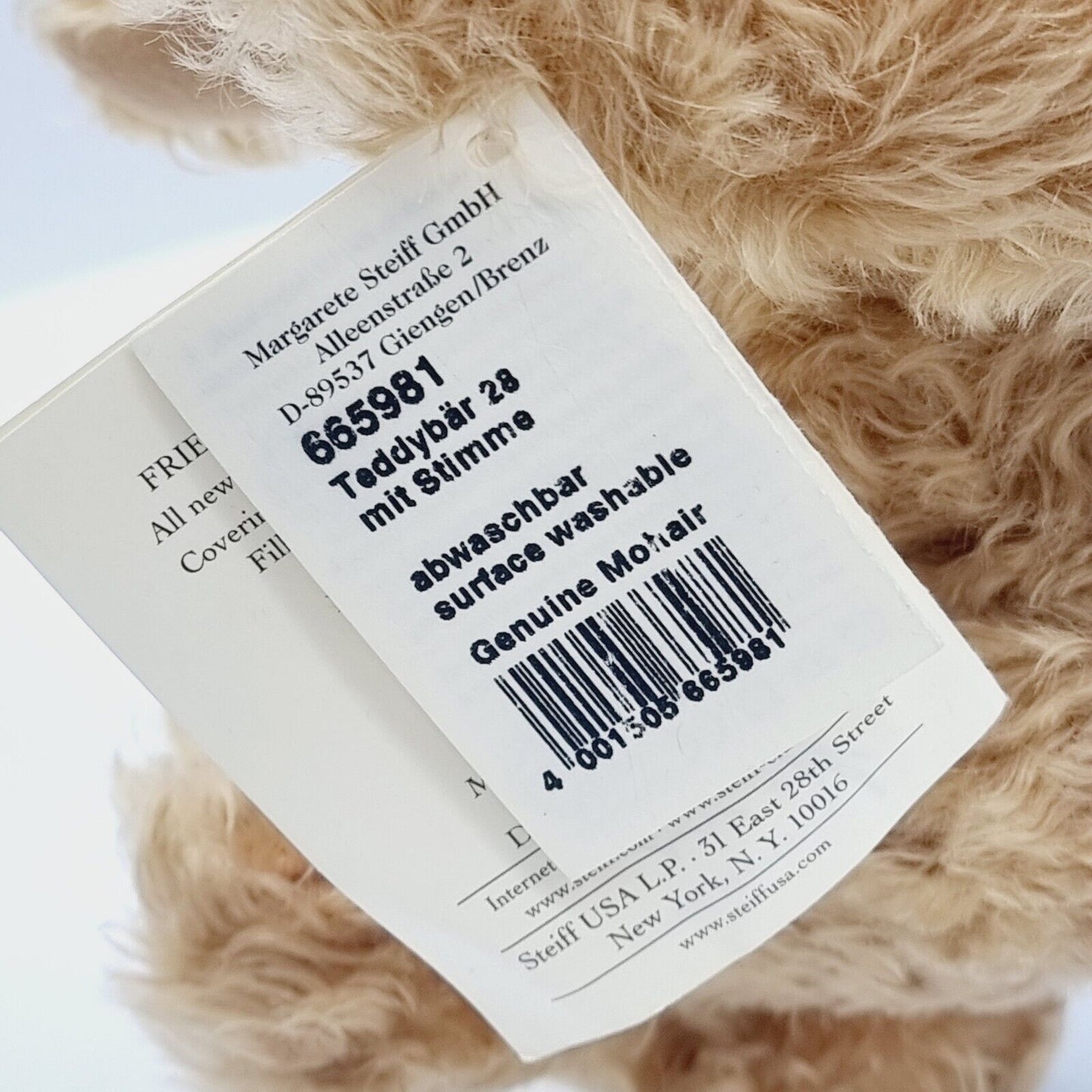 Steiff Teddybär Friede 665981 mit Stimme 28 cm Peace limitiert 3000 Exemplare