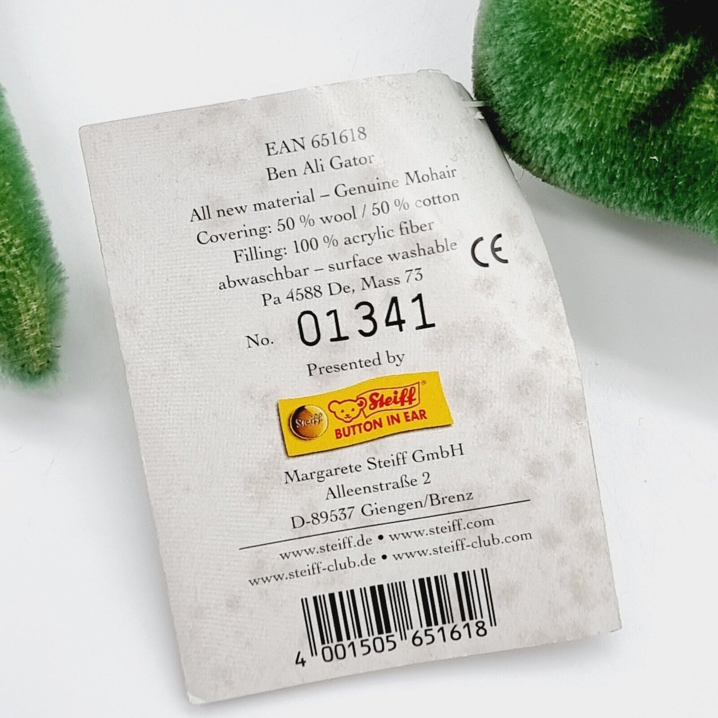 Steiff Disney Fantasia Ben Aligator 651618 limitiert 2000 aus 2000 42cm Mohair