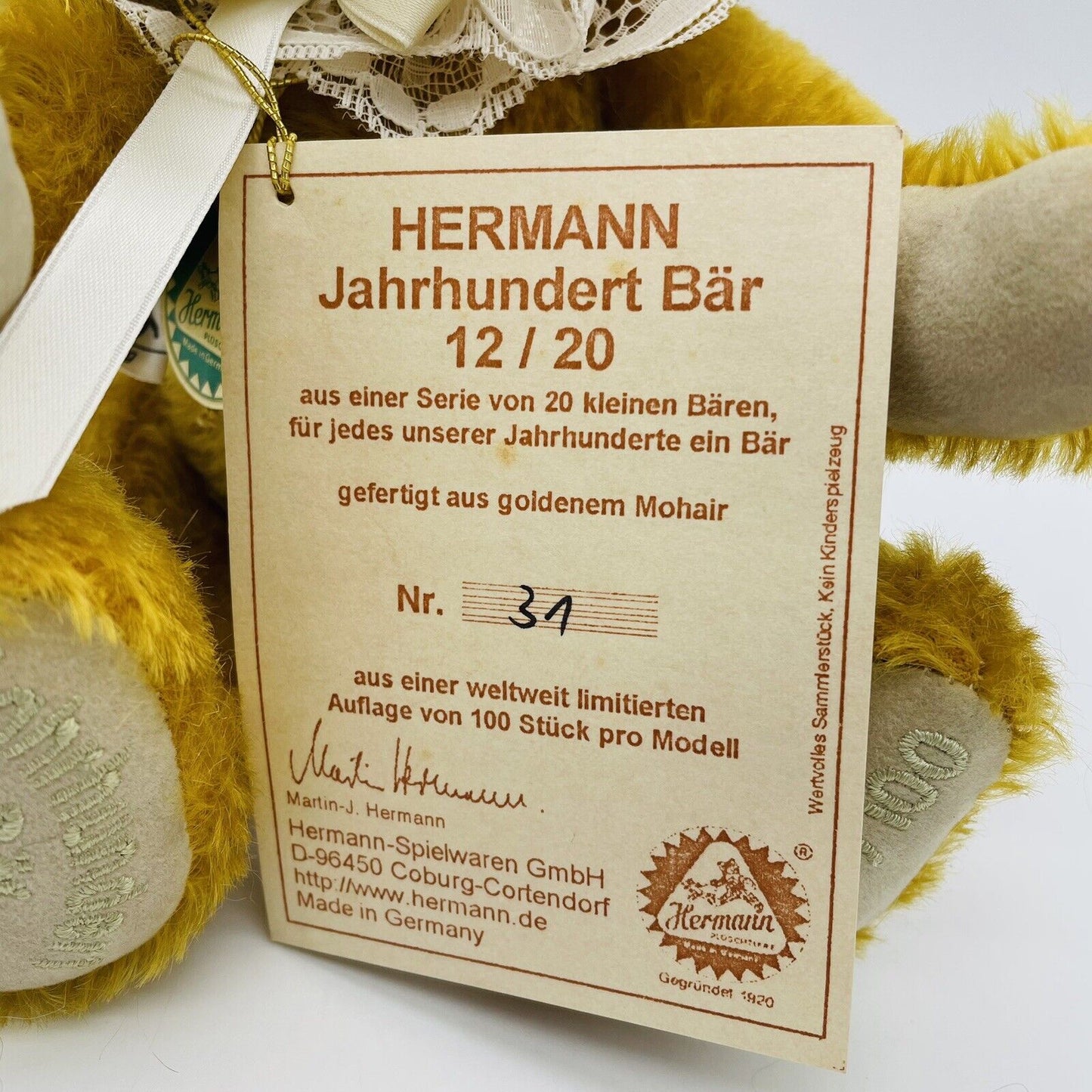 Hermann Coburg Jahrhundert Bär 12/20 limitiert auf 100 Stück