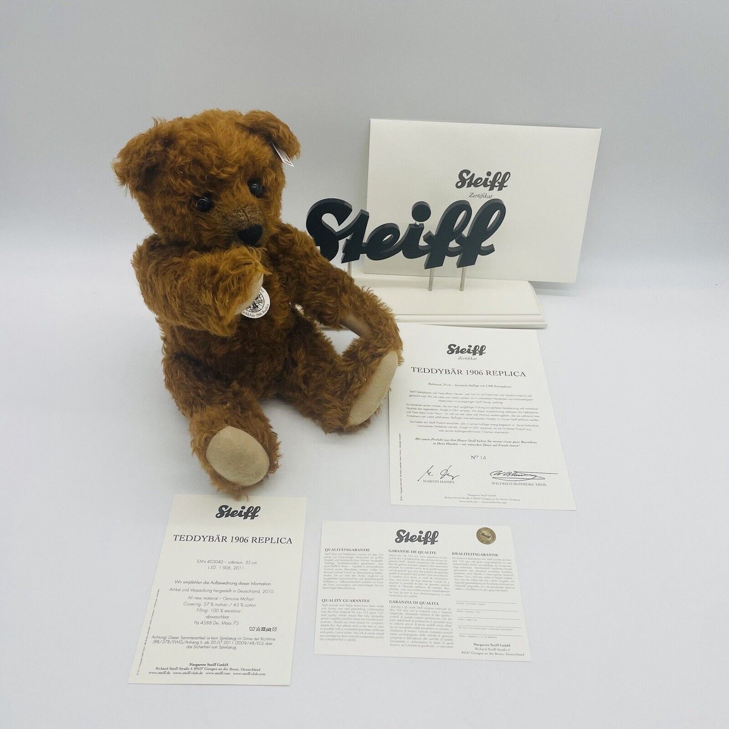 Steiff Teddybär 1906 Replica 403040 limitiert 1906 35cm aus 2011 Mohair