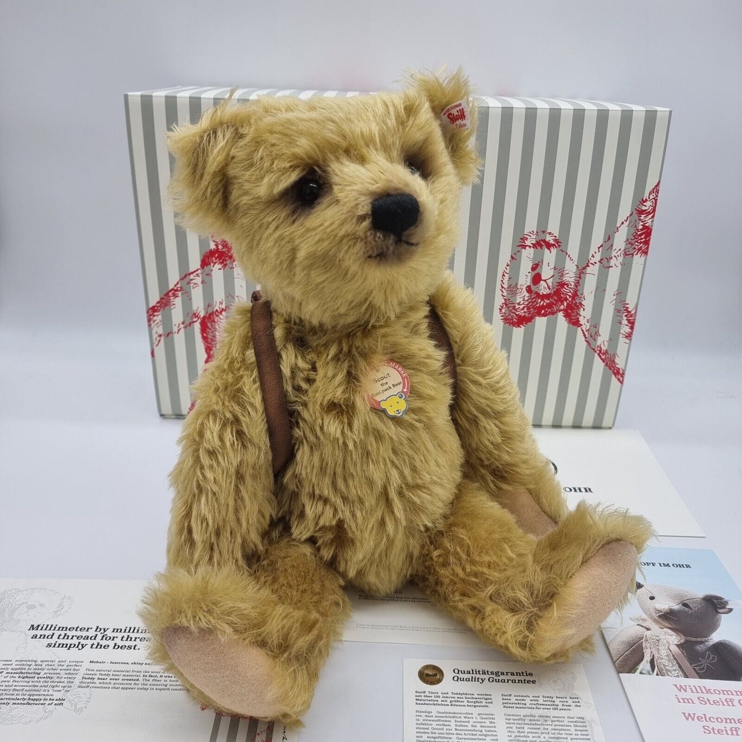 Steiff Scout the Backpack Bear 683770 42 cm Schulrucksack limitiert OVP