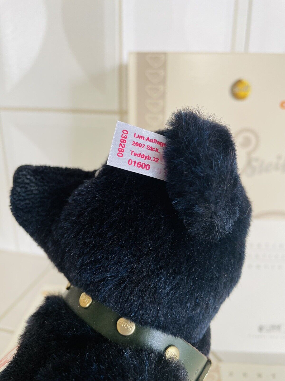 Steiff Teddybär mit Halsband EAN 038280 blau 32 cm limitiert 2007 Zertifikat