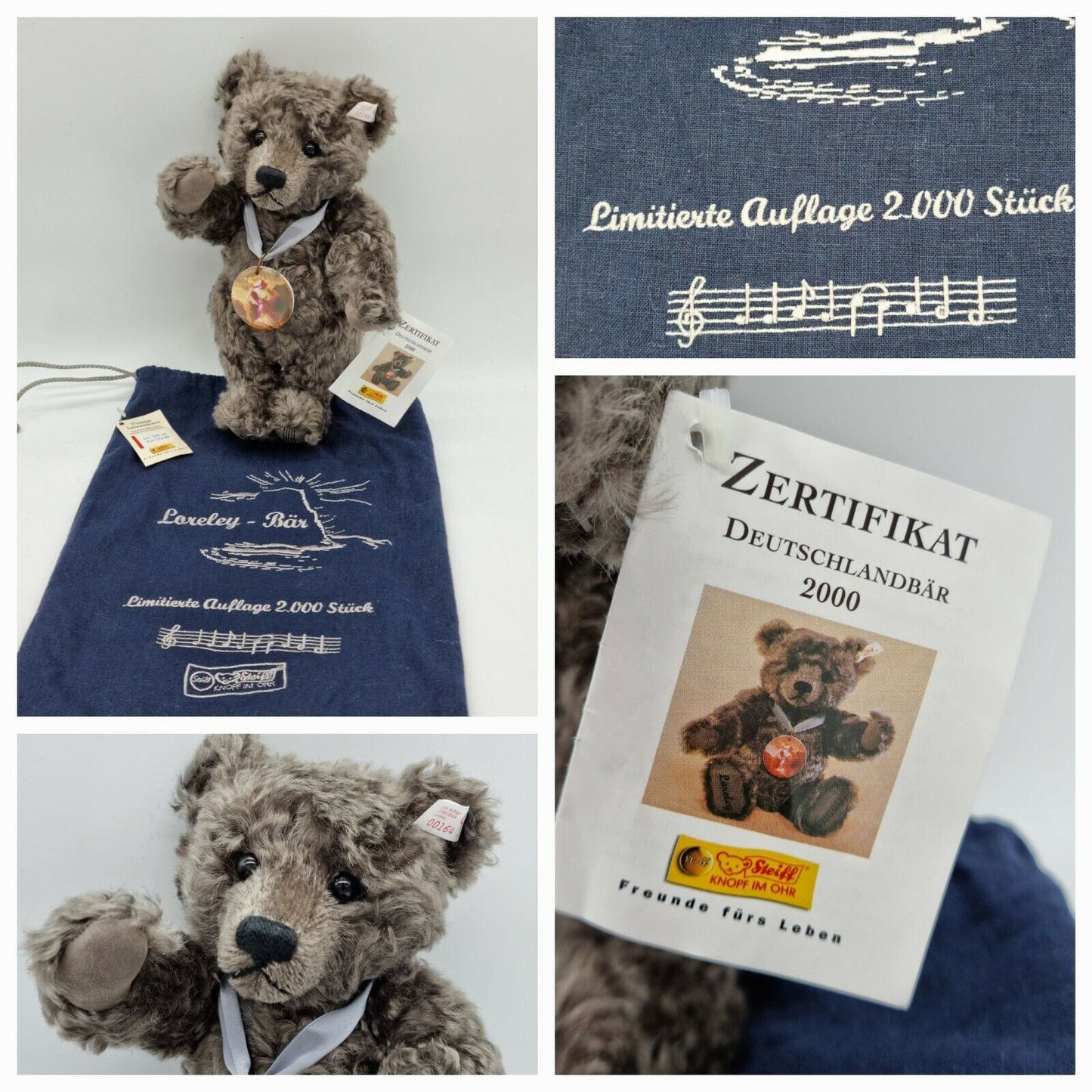 Steiff Deutschlandbär 2000 Teddybär Loreley 30 cm 670480 Zertifikat Staubbeutel