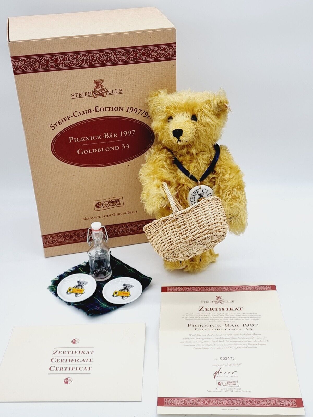 Steiff 420108 Picknick Bär 1997 Club Edition 1997/98 OVP 34 cm limitiert OVP