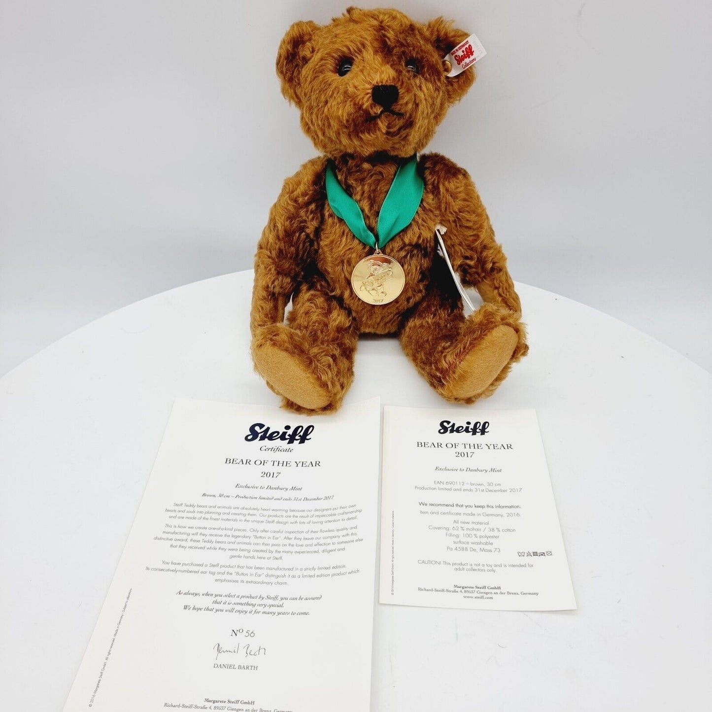 Steiff 690112 Jahresbär exklusiv Danburry Mint braun 30 cm