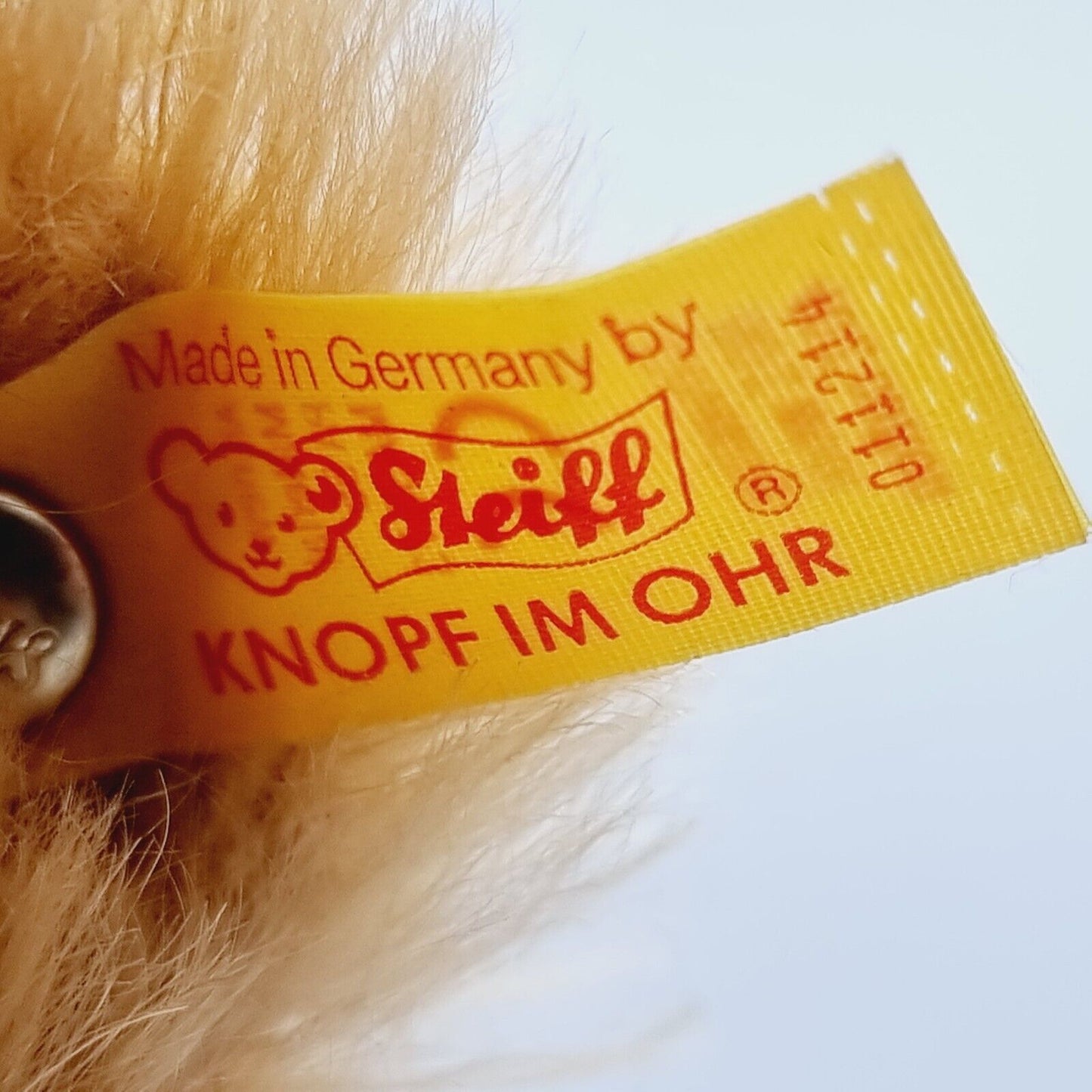 Steiff Original Steiffteddy mit Stimme 36cm Plüschteddy 011054 mit Fahne + Knopf