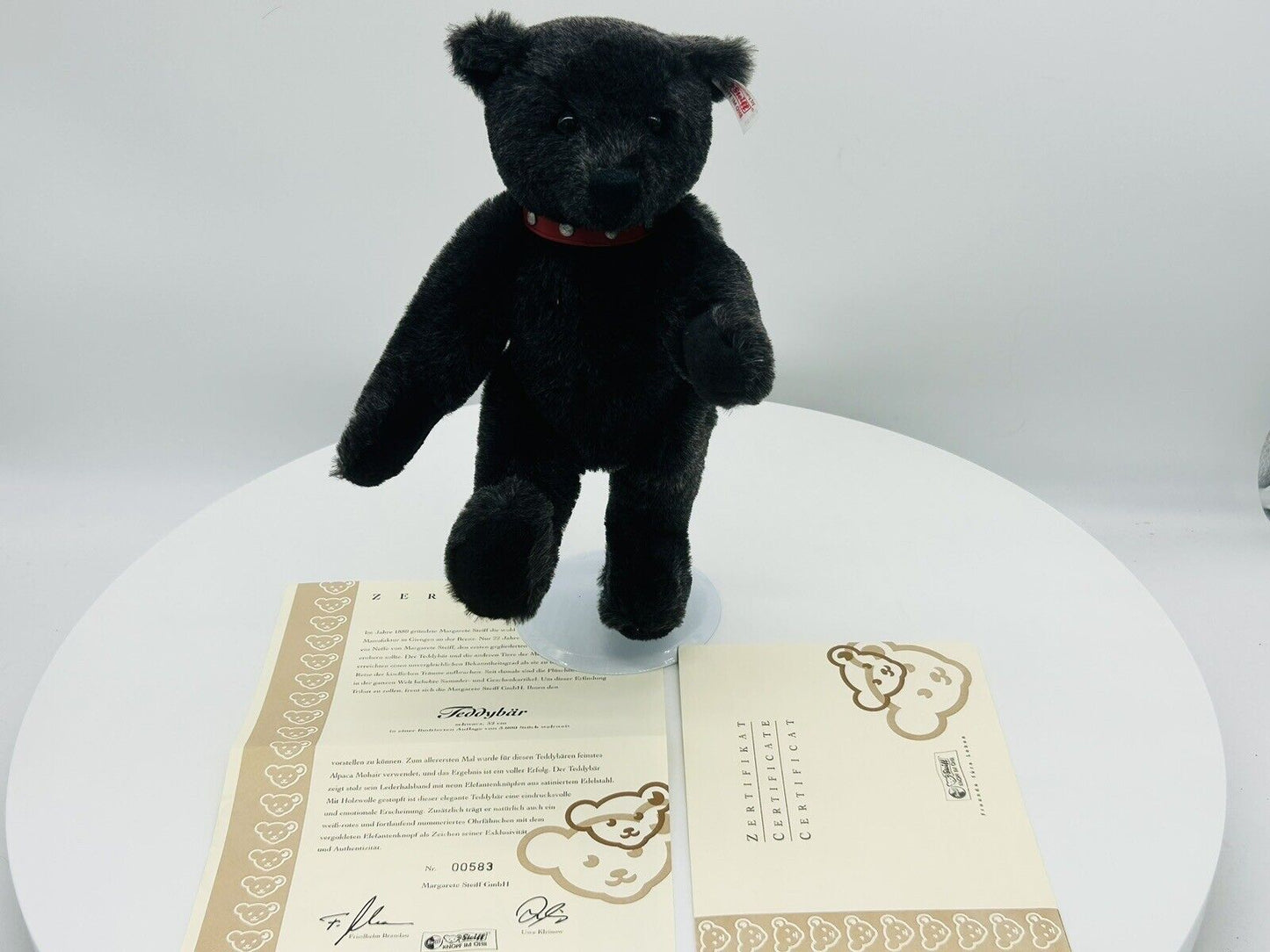 Steiff 038150 Teddybär mit rotem Halsband schwarz 32 cm limitiert 3000 Exemplare