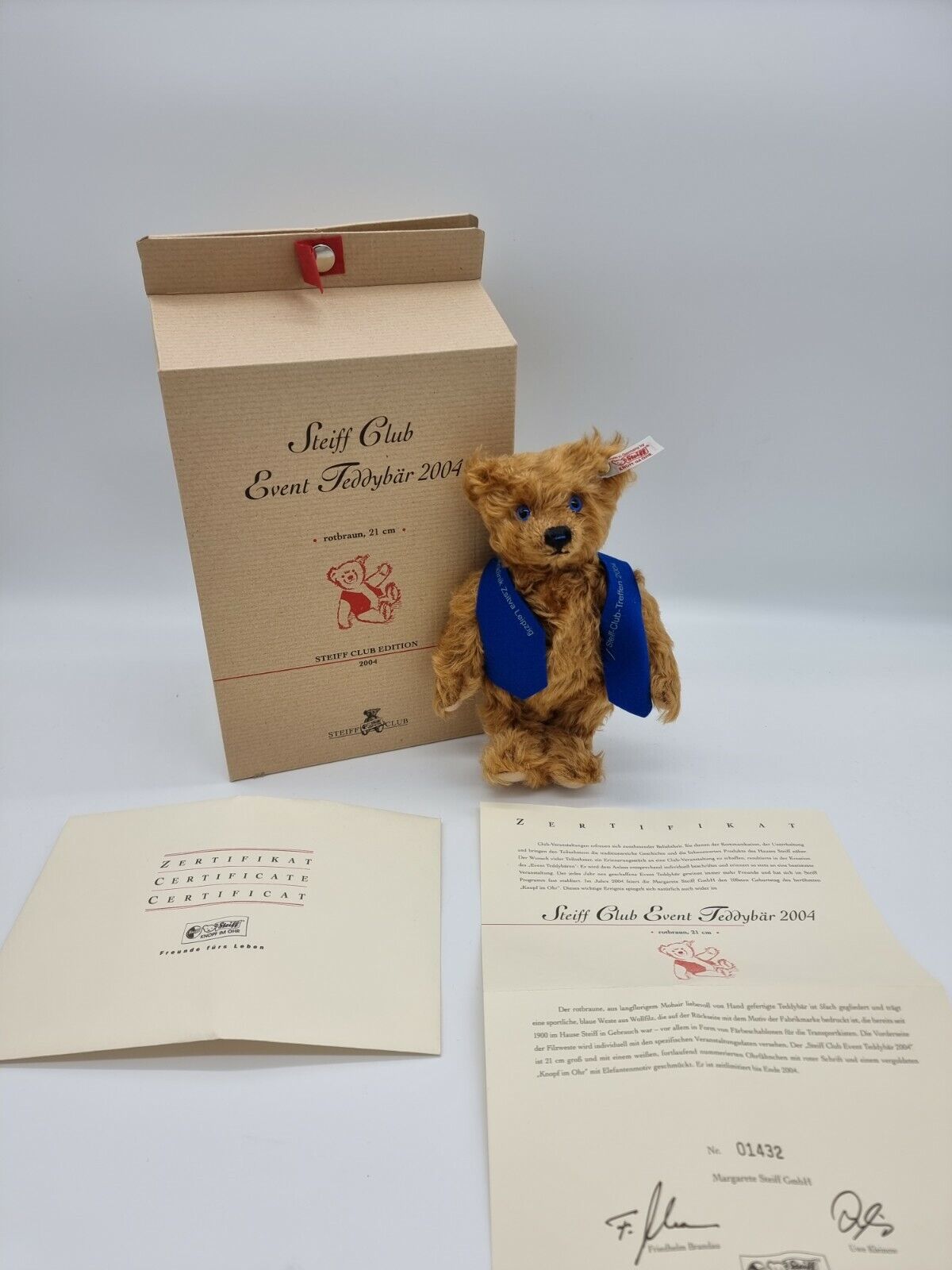 Steiff Club Event Teddybär 2004 rotbraun 21 cm 420443 Zertifikat OVP limitiert