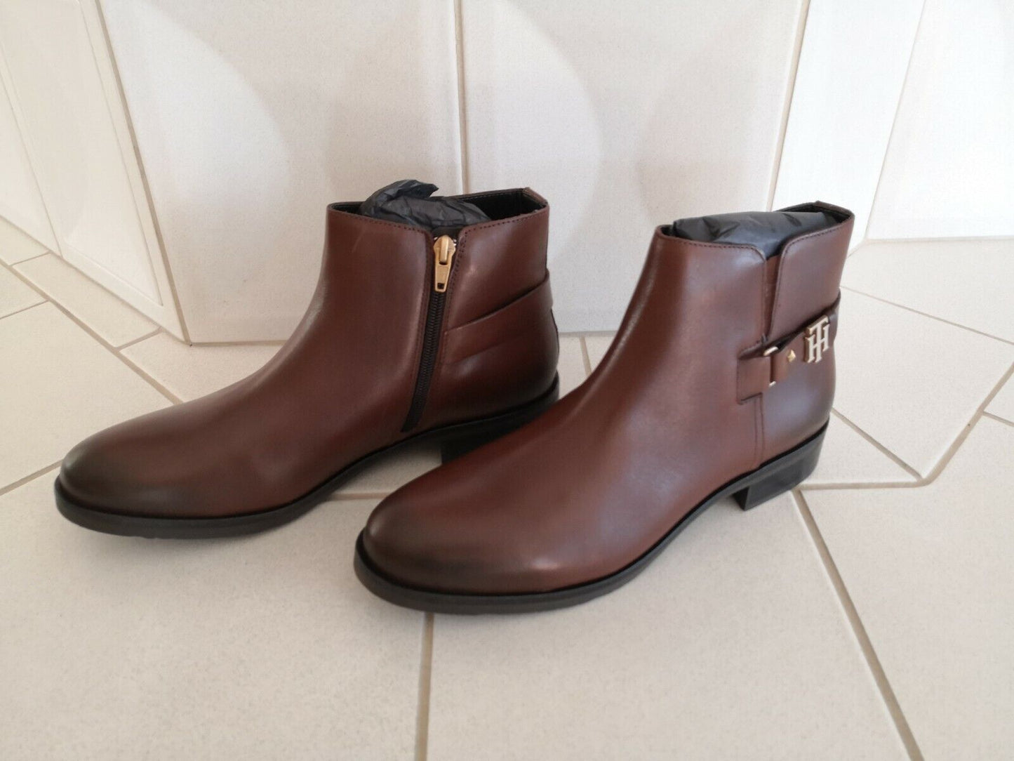 Tommy Hilfiger - Stiefeletten Tessa Braun Leder Logo Schuhe Boots