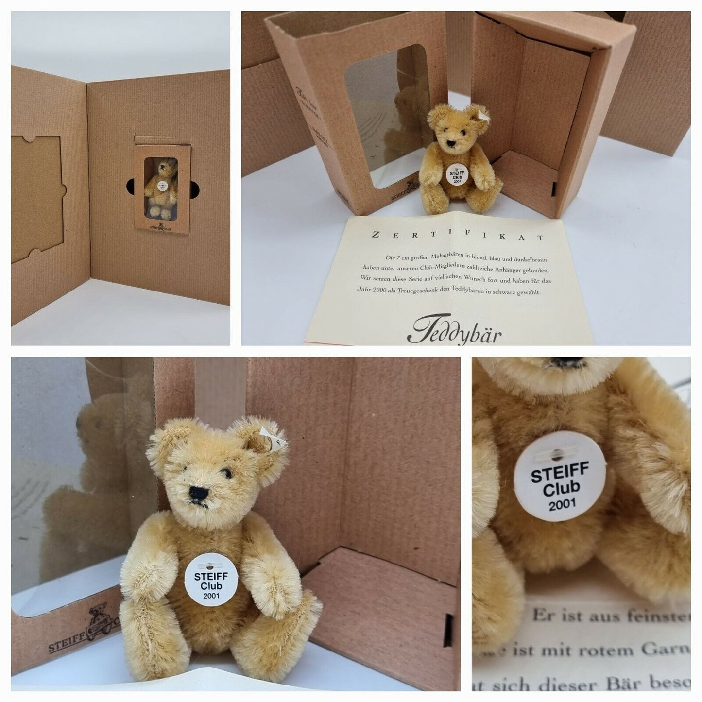 Steiff Club Jahresgeschenk Teddybären limitiert Zertifikat OVP Sammler 2001