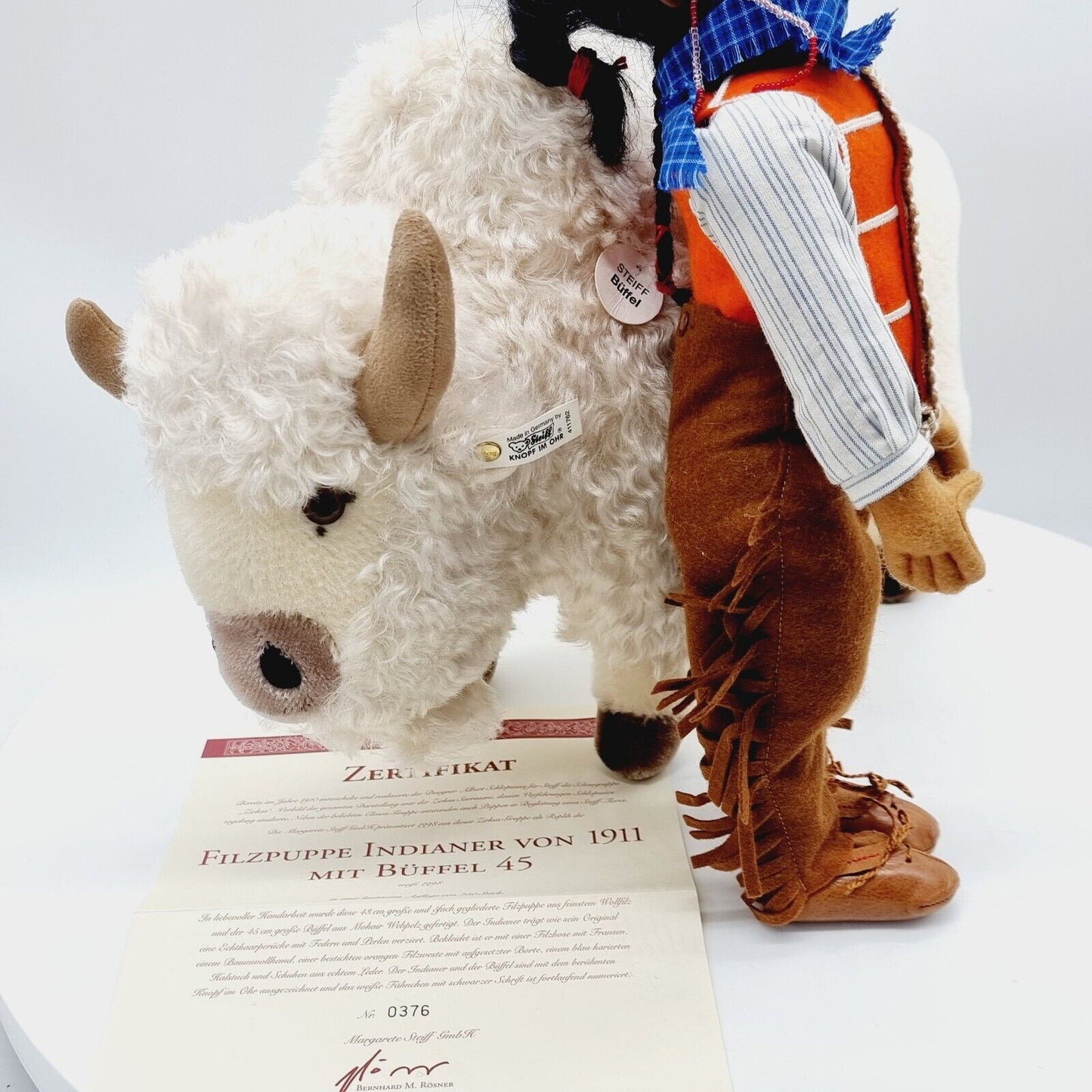 Steiff Filzpuppe Indianer mit Büffel 45 cm aus 1998 limitiert auf 750 411762