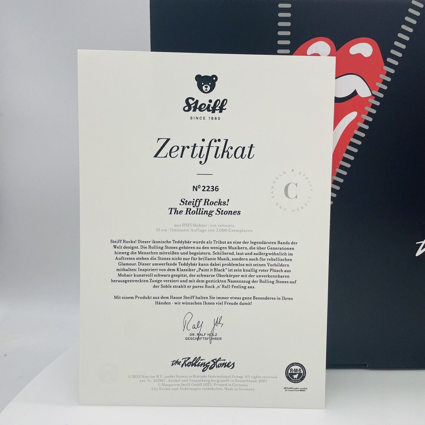 Steiff Teddybär Rocks! The Rolling Stones 355967 limitiert 3000 aus 2023 35cm