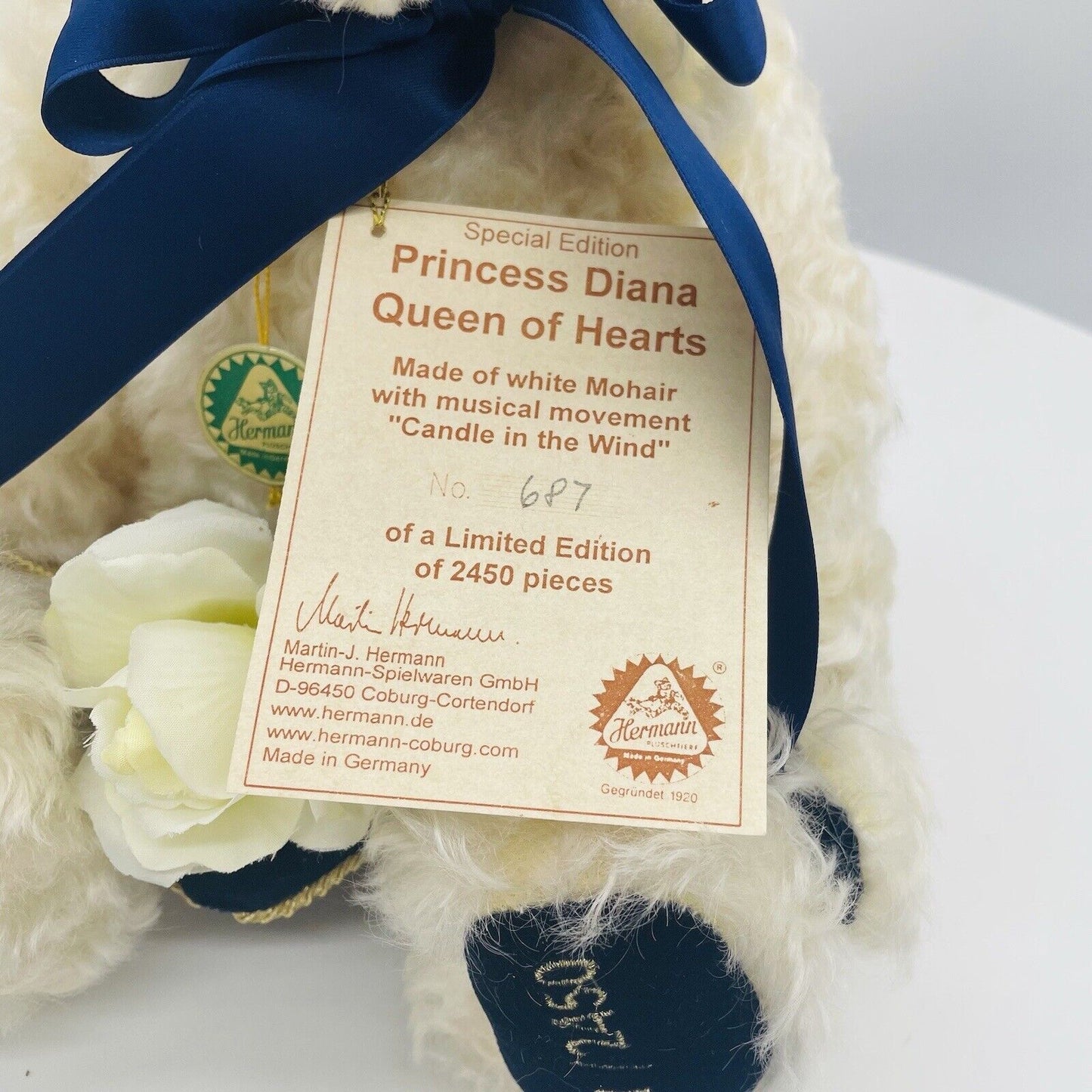 Hermann Coburg Teddybär Princess Diana Queen of Hearts limitiert 2450