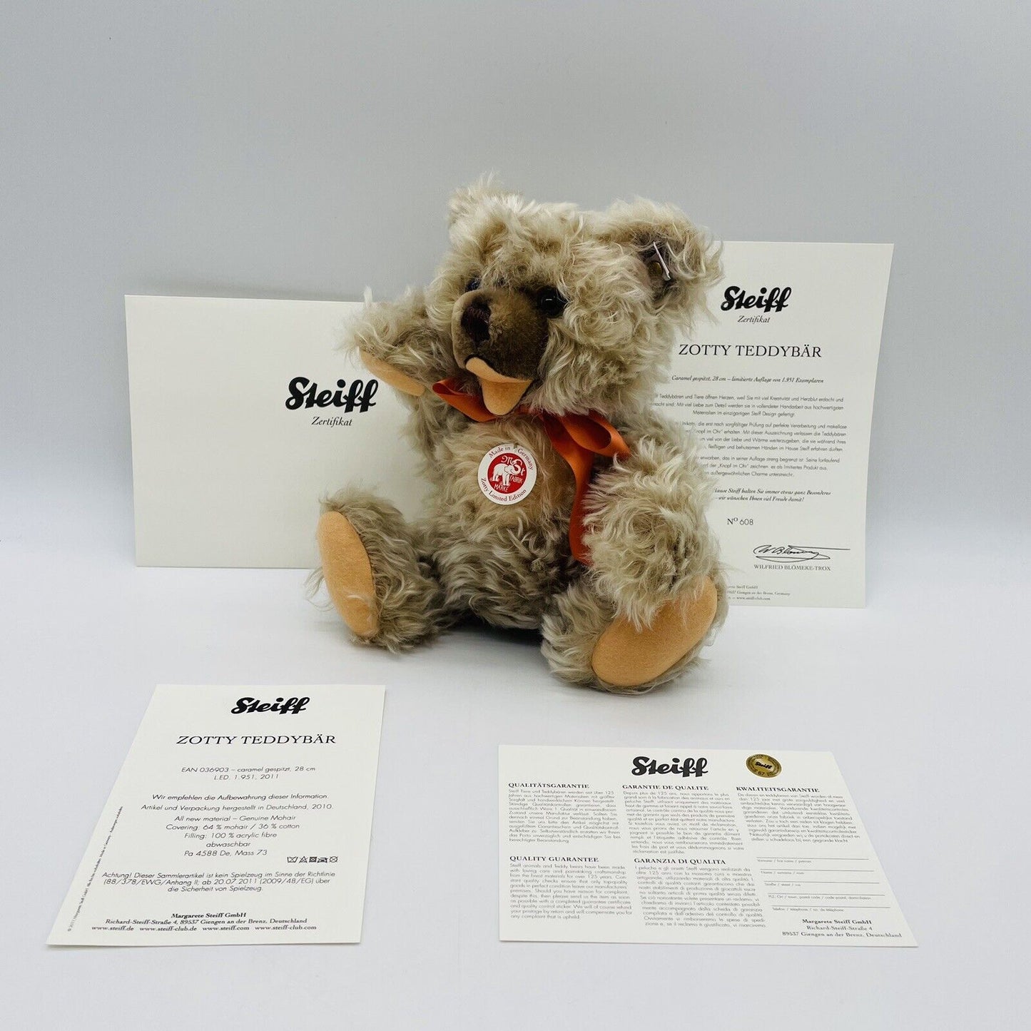Steiff Zotty Teddybär 036903 limitiert 1951 aus 2011 28cm Mohair
