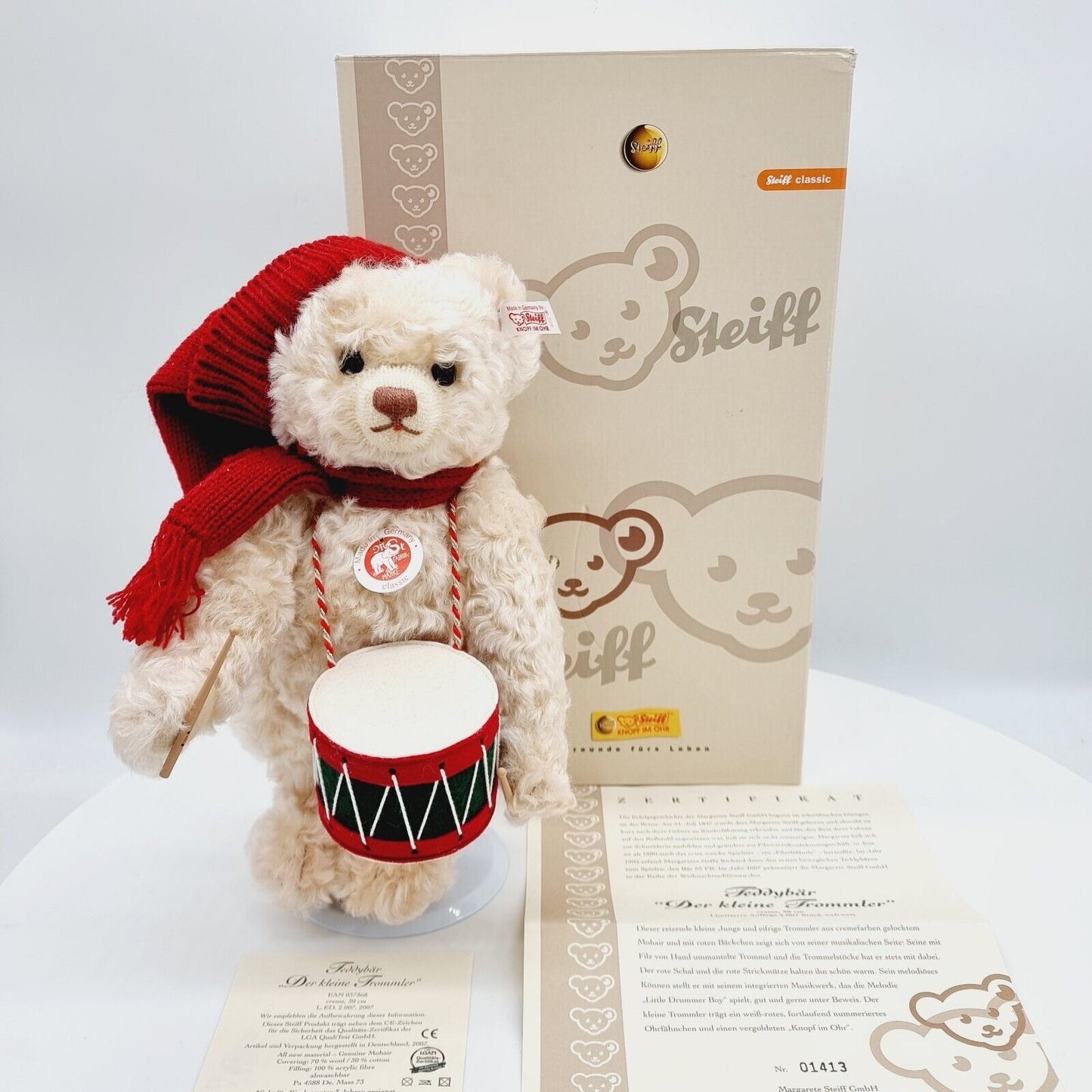 Steiff 037368 Teddybär Trommler limitiert 2007 aus 2007 30cm aus Mohair