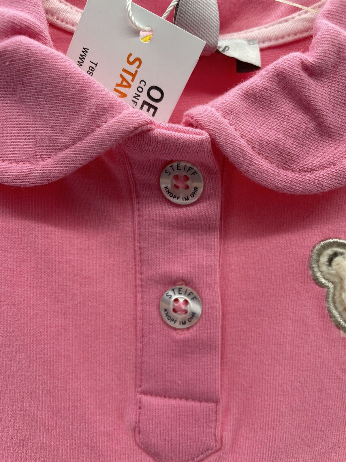 Steiff Poloshirt kurzarm Gr. 68 mit Teddybären- Aufdruck Mädchen Teddybär