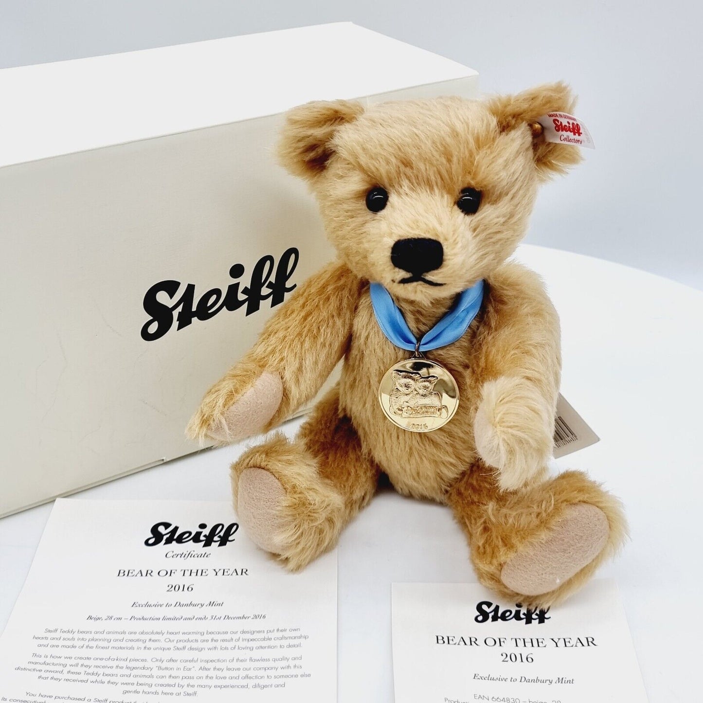 Steiff Danbury Mint 664830 Teddybär Year Bear 2016 limitiert 2016 28 cm Mohair