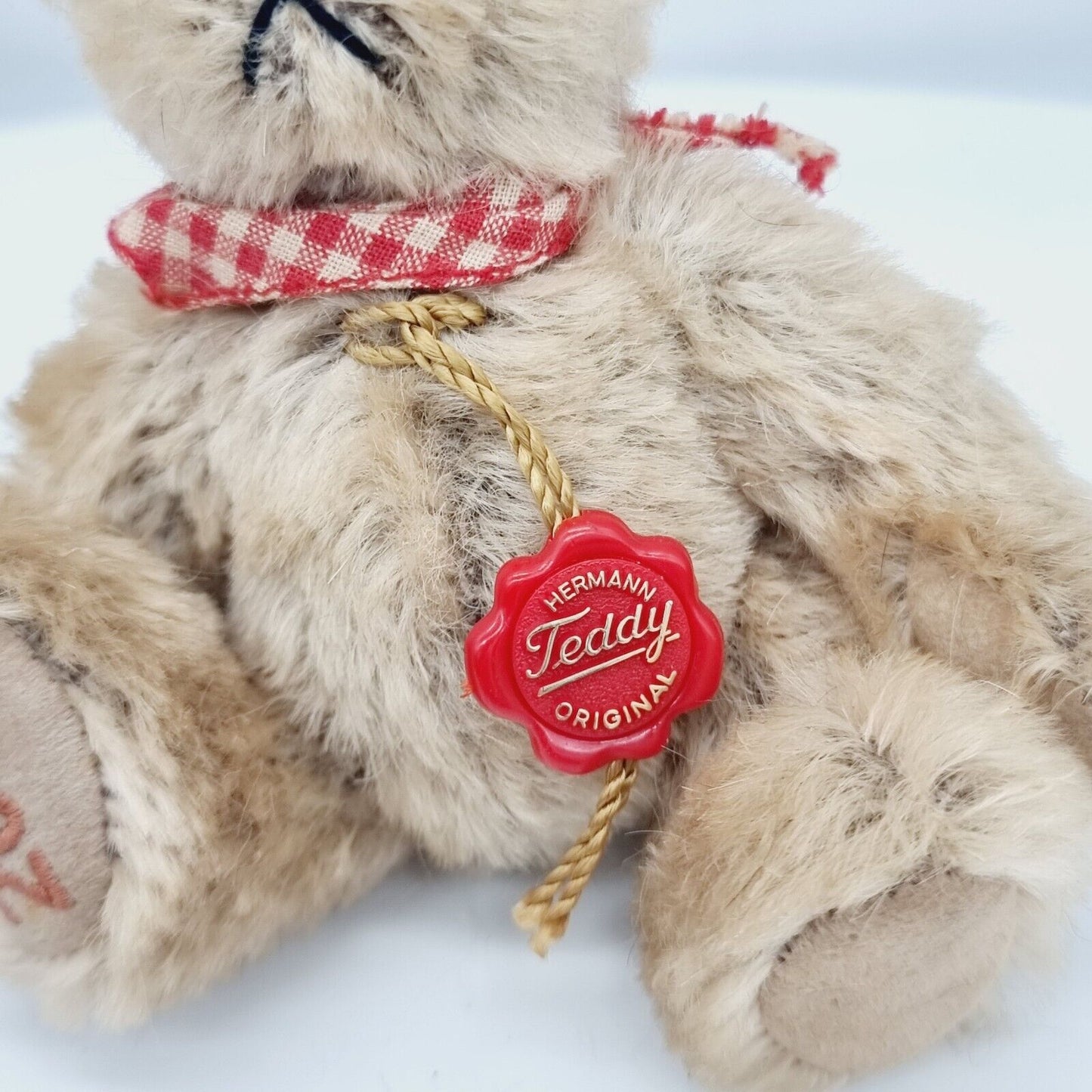 Hermann Teddy Original Jahresbär 2003 mit Schleife 12 cm Mohair