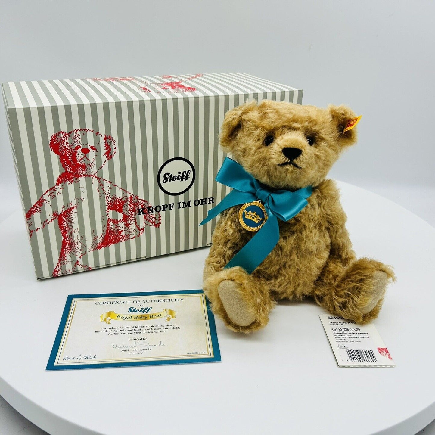 Steiff 664694 Teddybär Always Royal Baby Bear Harry and Meghan 26 cm