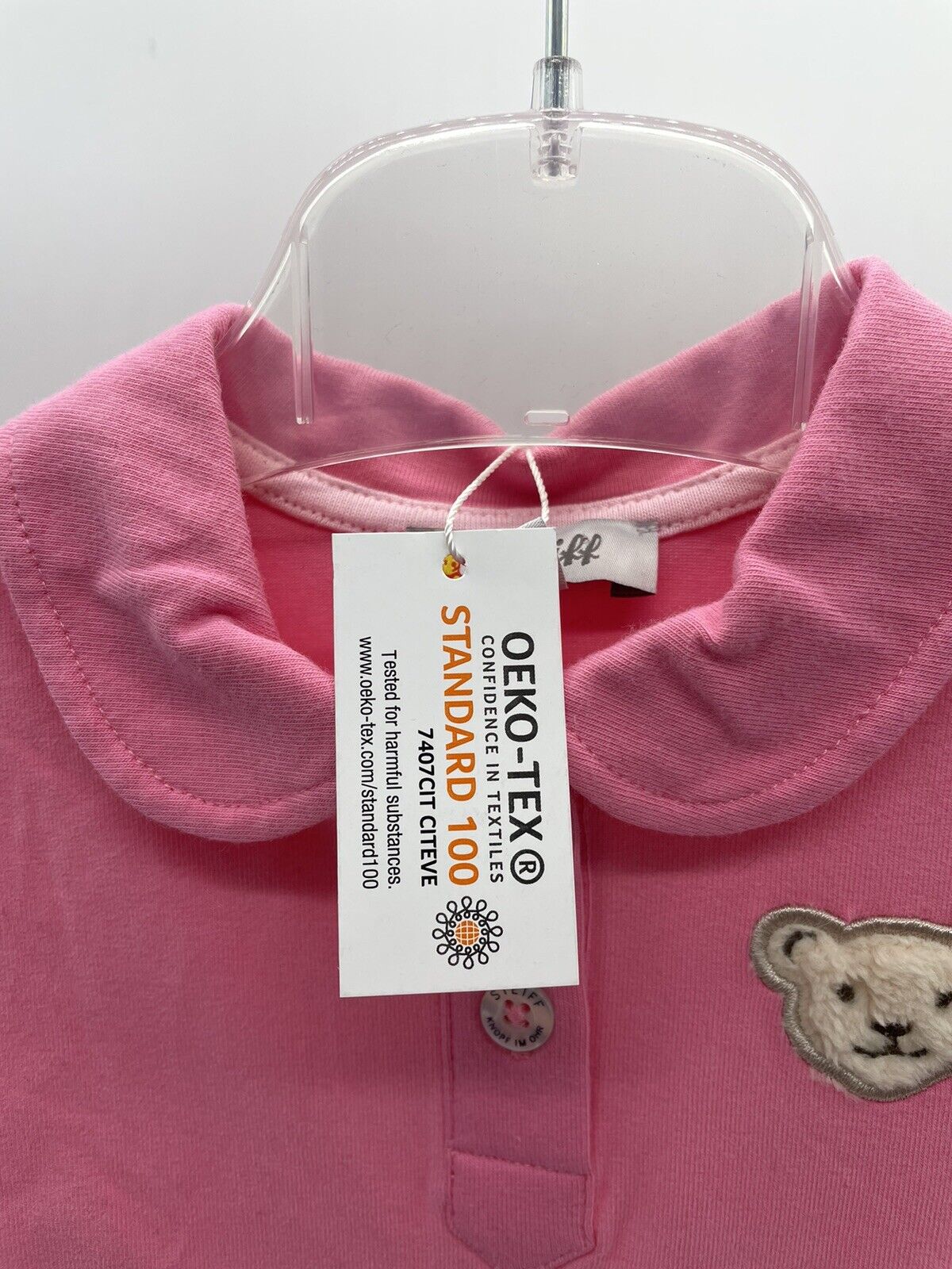 Steiff Poloshirt kurzarm Gr. 68 mit Teddybären- Aufdruck Mädchen Teddybär