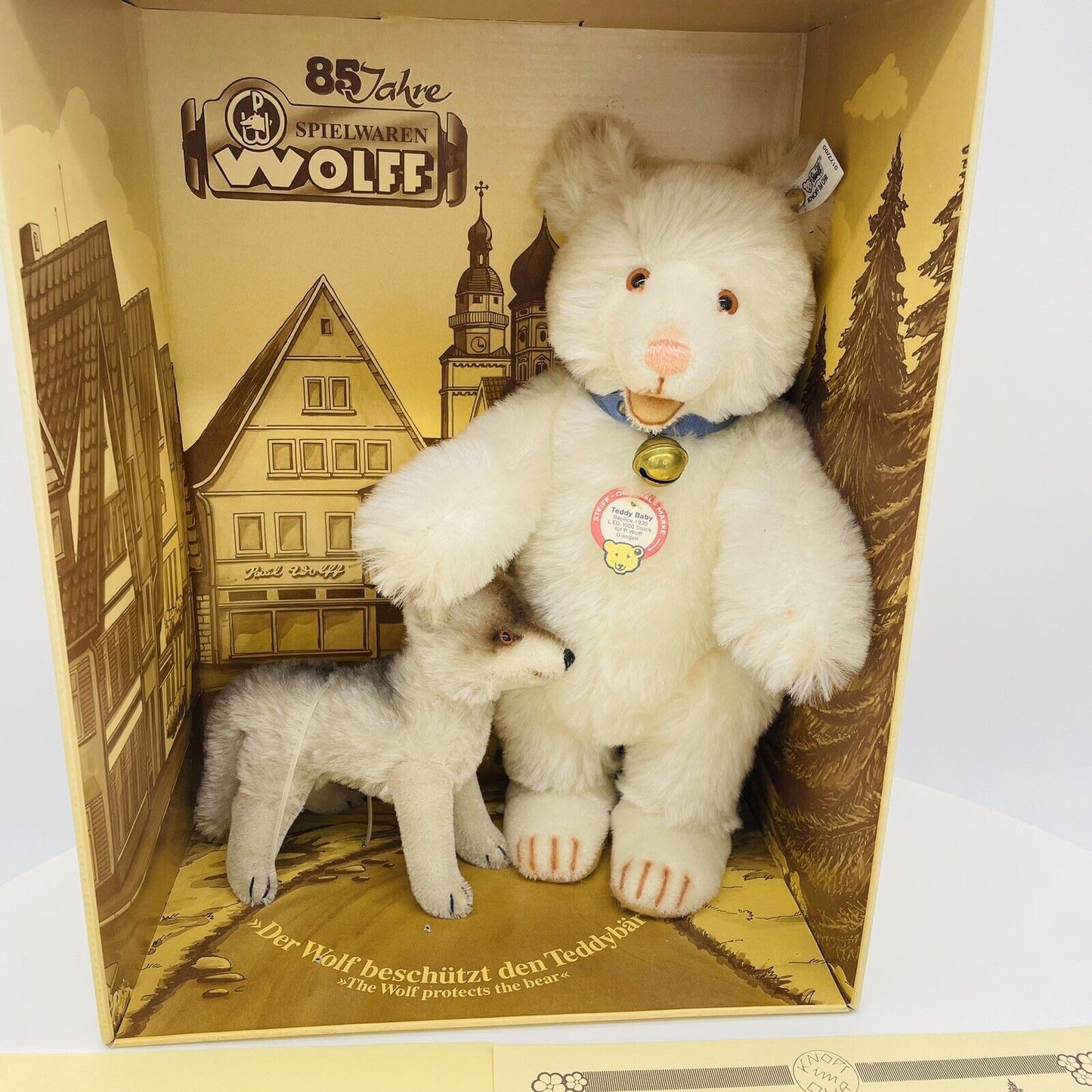 Steiff Teddy Baby mit Wolf 0177/00 Replica 1930 limitiert 1000 aus 1988 Nr. 50