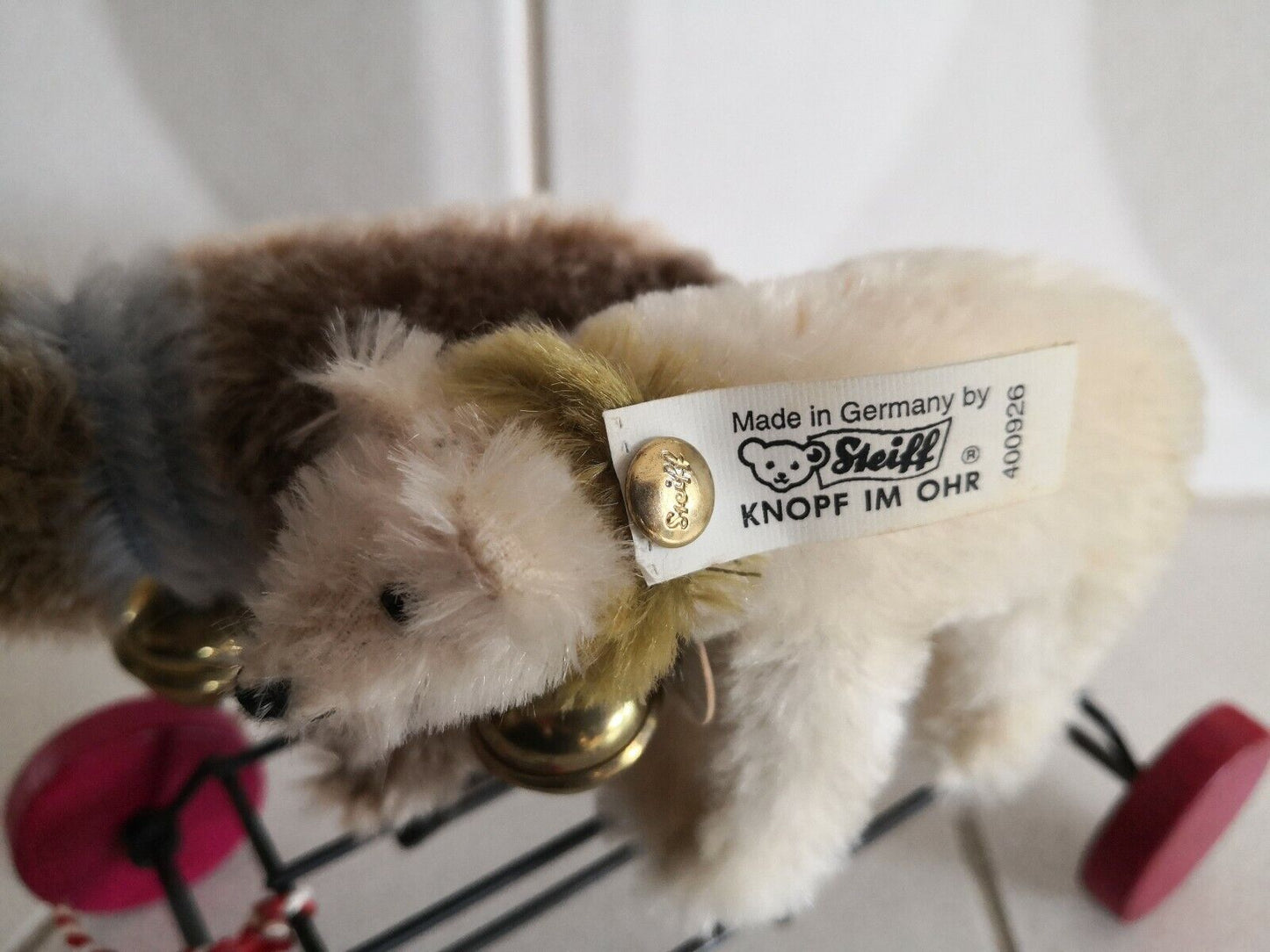 Steiff Galopp Teddy 1926 Replica - Steiff Nr. 400926 = 2 Teddys als Zuggespann