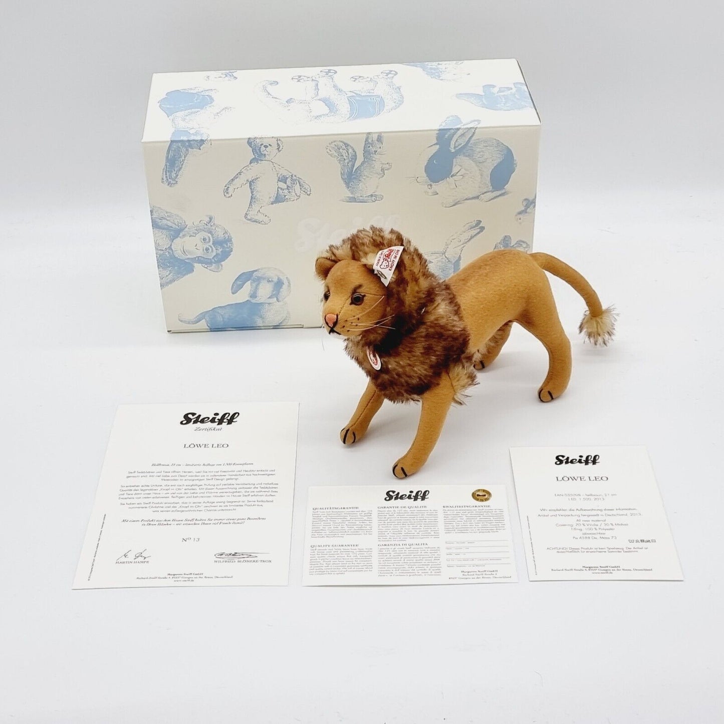 Steiff Löwe LEO Filzlöwe 21 cm groß hellbraun stehend 035098 limitierte Auflage