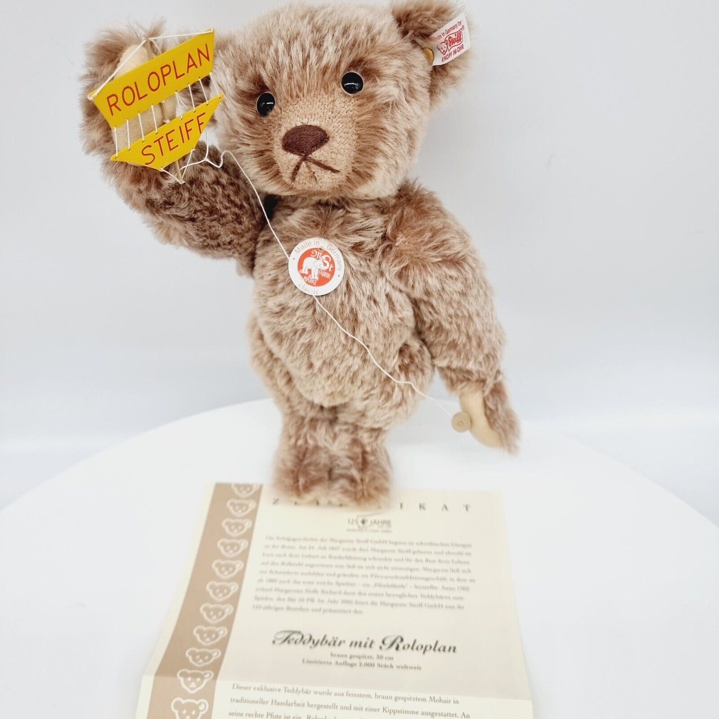 Nr. 70! Steiff 653452 Teddybär mit Roloplan limitiert 2000 aus 2005 30 cm Mohair