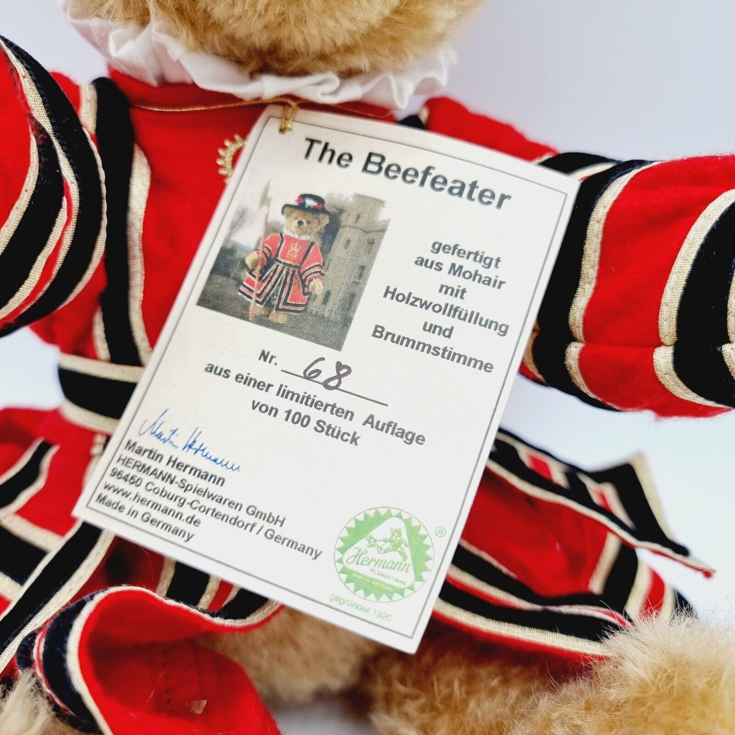 Hermann Coburg Teddybär Beefeater 34 cm The Royal Yeoman Warder limitiert 100