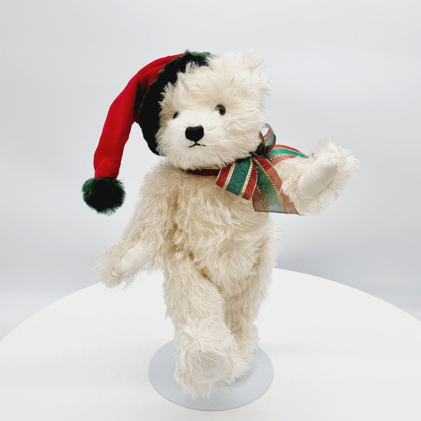 Teddy Hermann Weihnachtsteddybär mit Aufziehspielwerk weiß-gold 34 cm