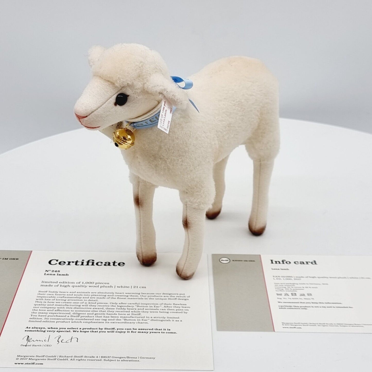 Steiff 021985 Lamm Lena limitiert 1000 21 cm Wollplüsch