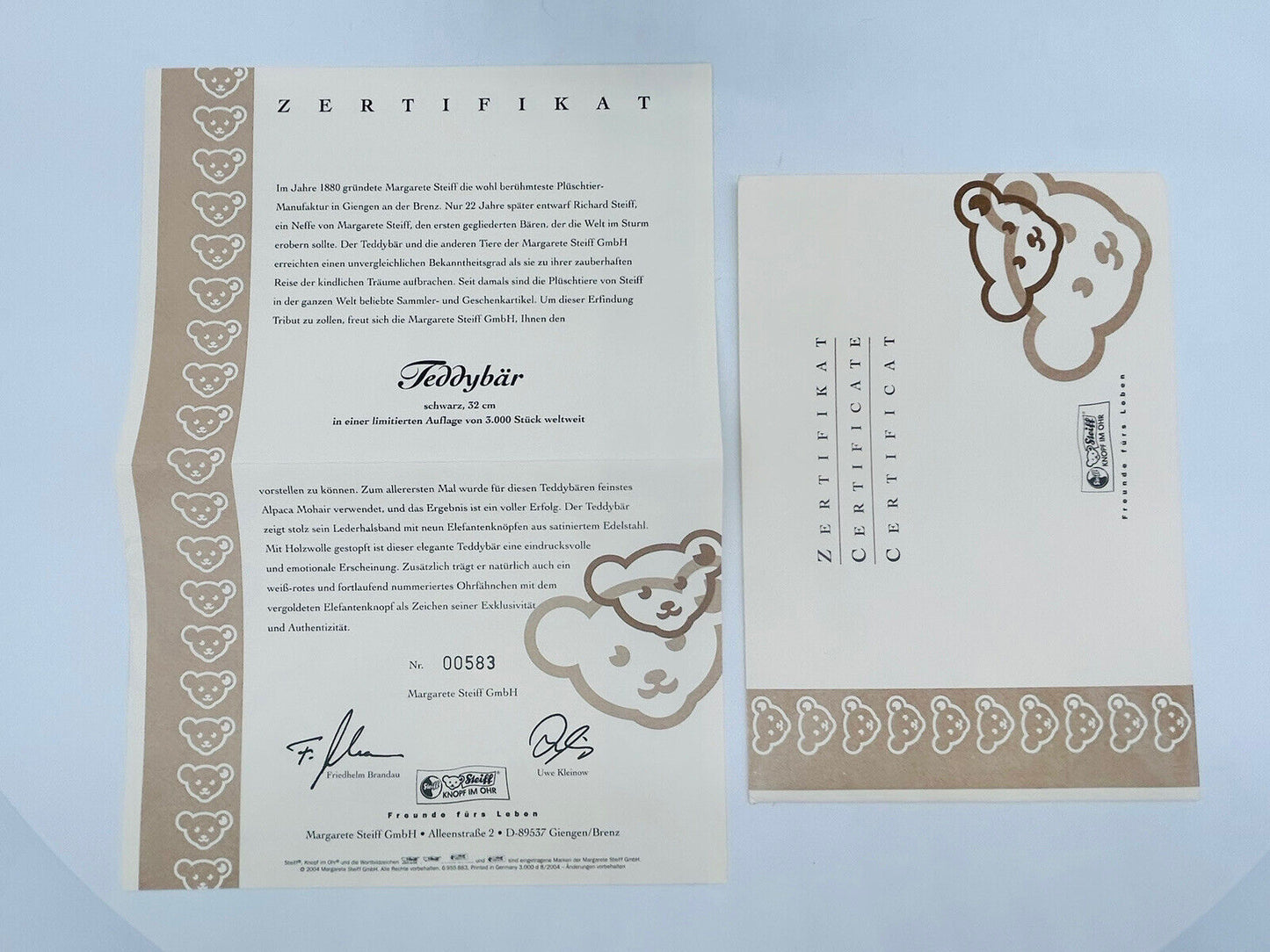 Steiff 038150 Teddybär mit rotem Halsband schwarz 32 cm limitiert 3000 Exemplare