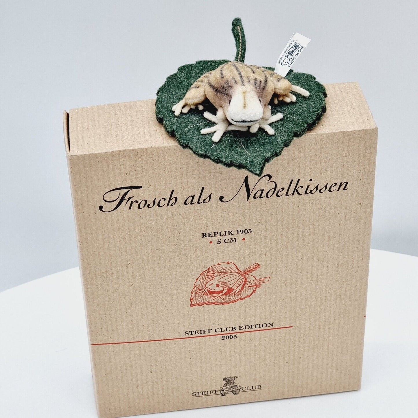Steiff 420368 Frosch als Nadelkissen Replica 1903 aus 2003 5 cm Samt