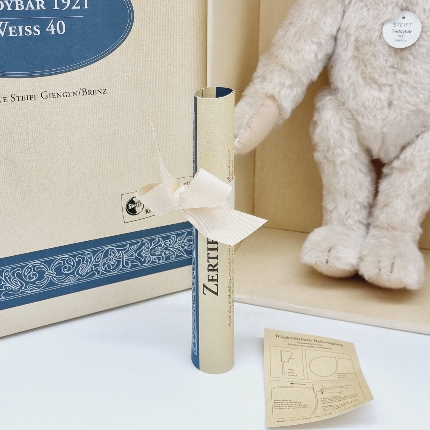Steiff Teddybär 1921 Replica weiß limitiert 4000 aus 1996 40cm Mohair