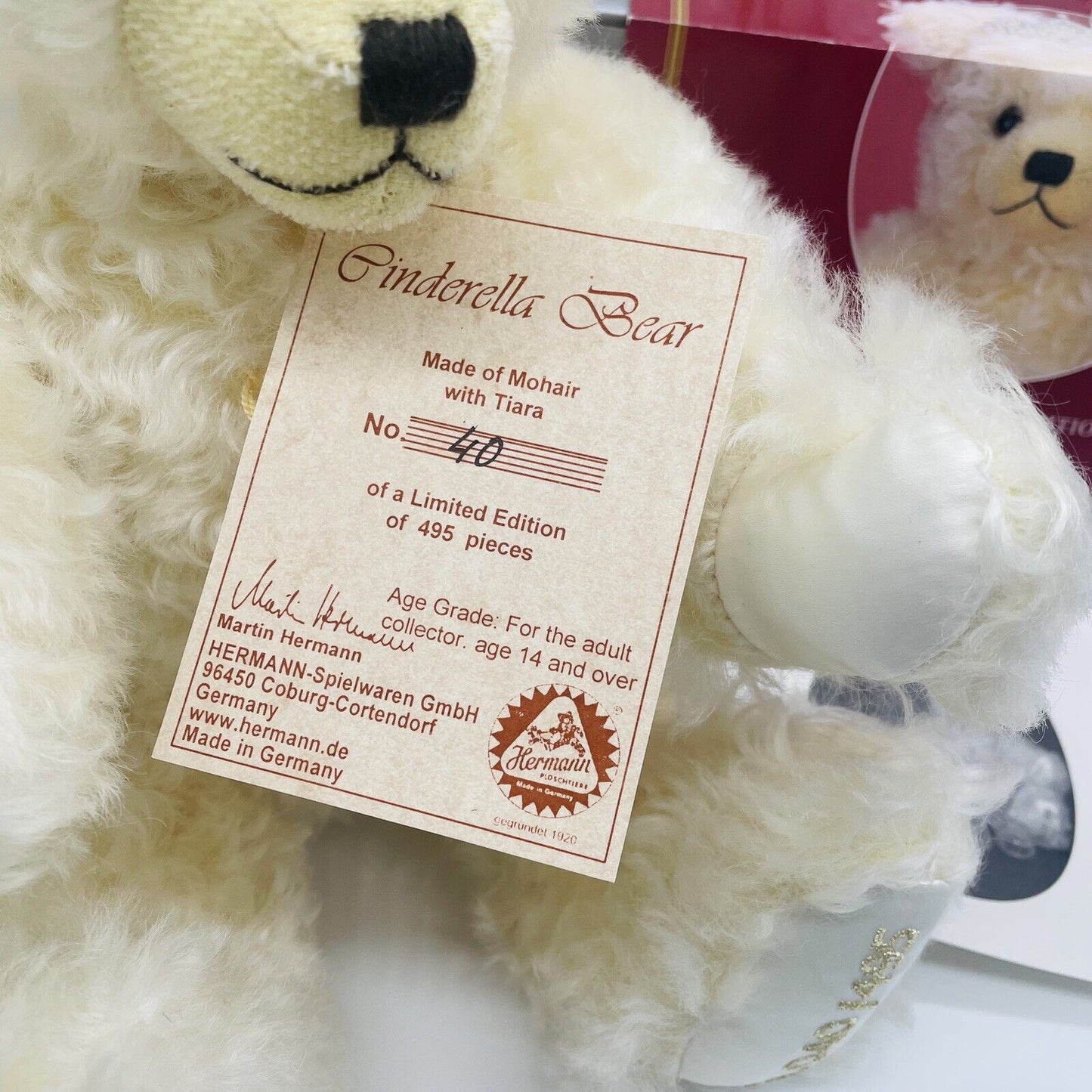 Hermann Coburg Teddybär Cinderella Aschenputtel mit Kristallkutsche lim. 495