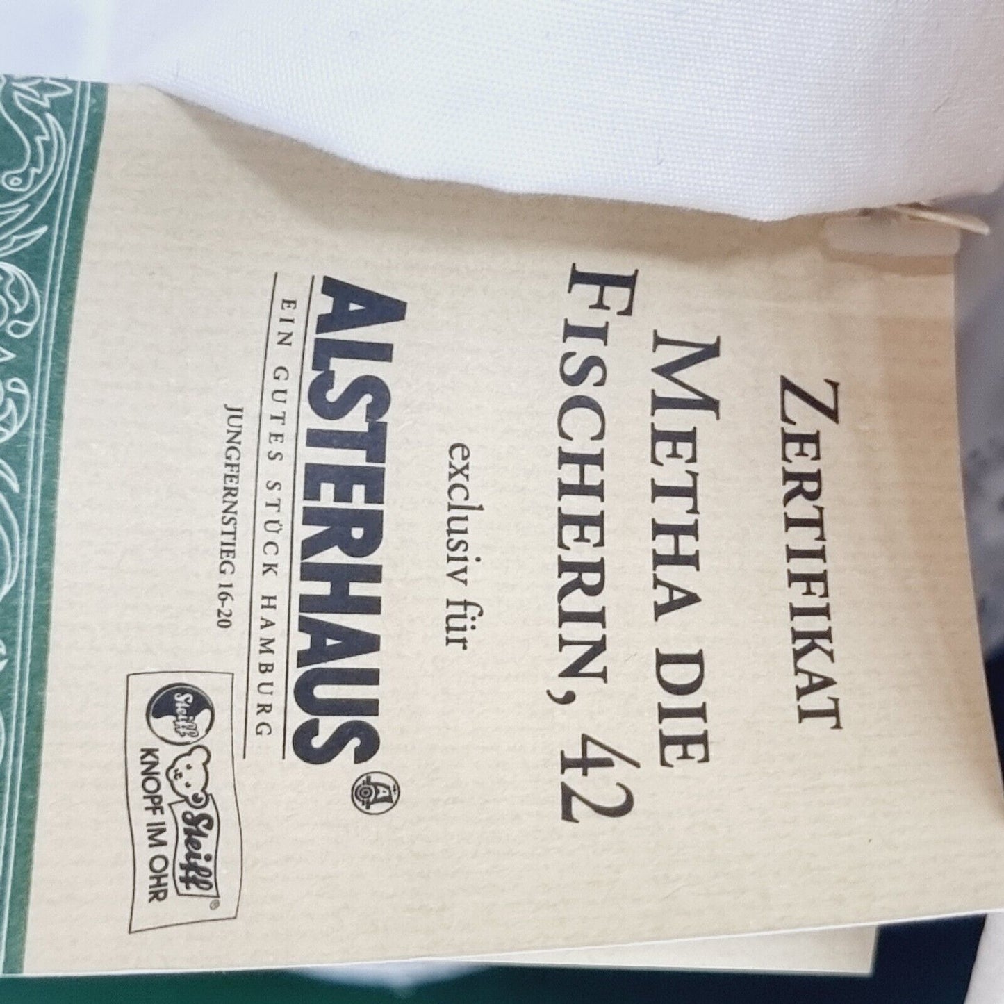 Steiff 655210 Teddybärin Metha 42 cm limitiert 1500 Jahr 1996 für Alsterhaus