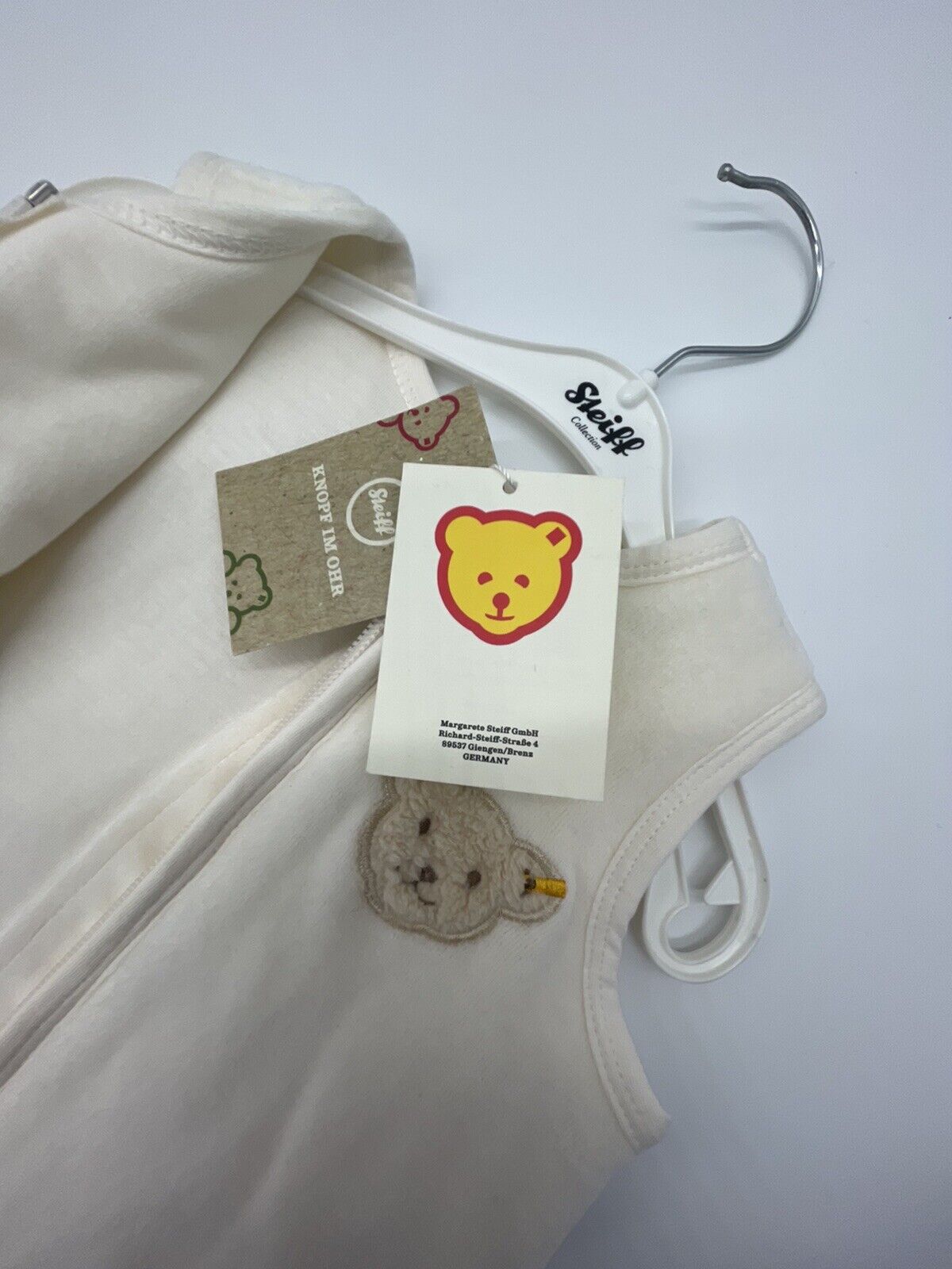 Steiff Schlafsack unisex 70 cm Babyschlafsack Baumwolle Teddybär Knopf im Ohr