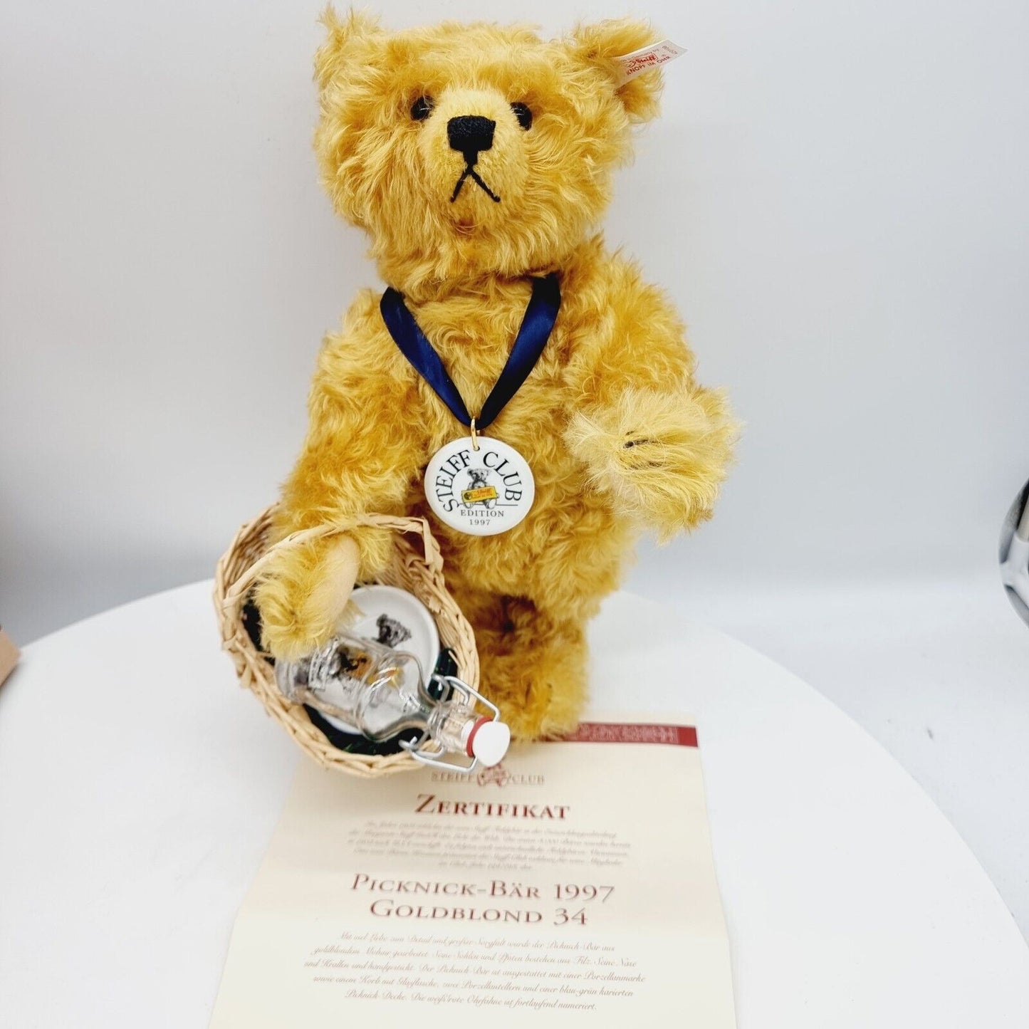 Steiff 420108 Picknick Bär Club Edition 1997/98 34cm limitiert OVP Zertifikat