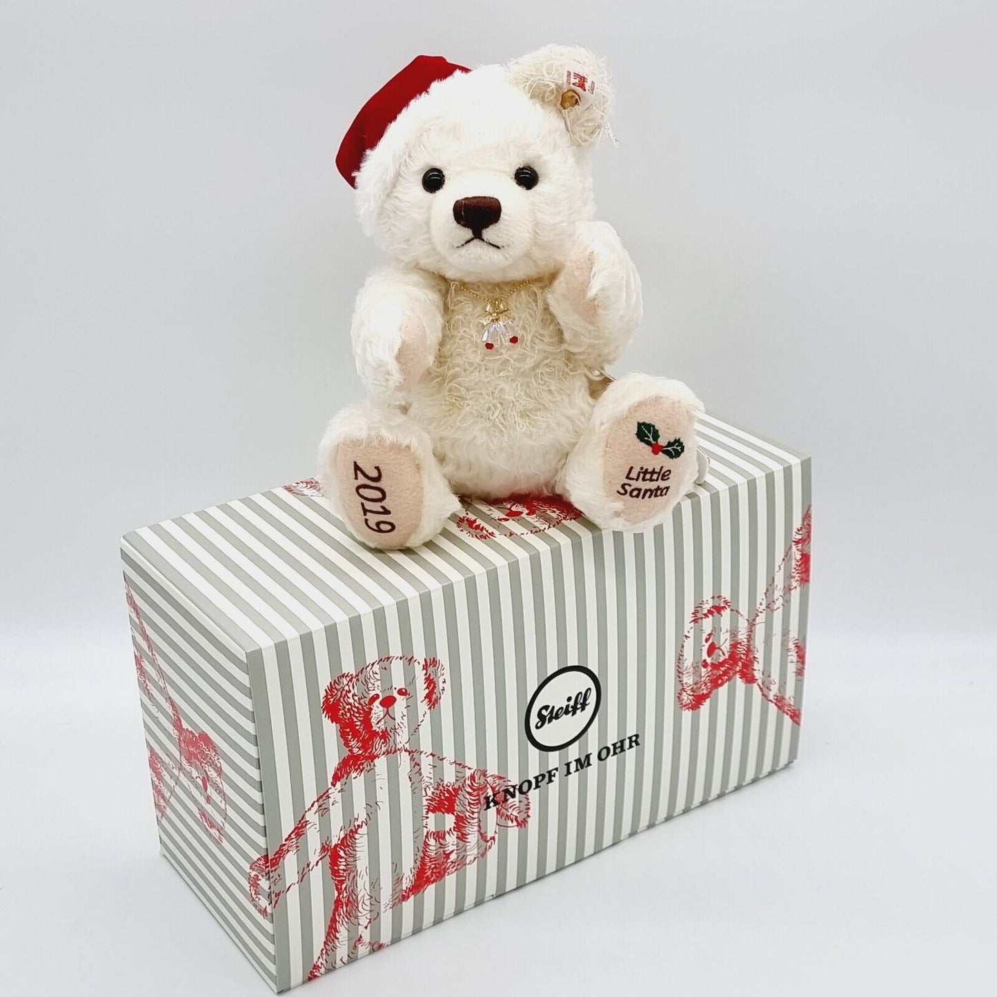 Steiff Teddybär Little Santa 2019 Crystal limitiert 1500 weiß 24 cm Mohair
