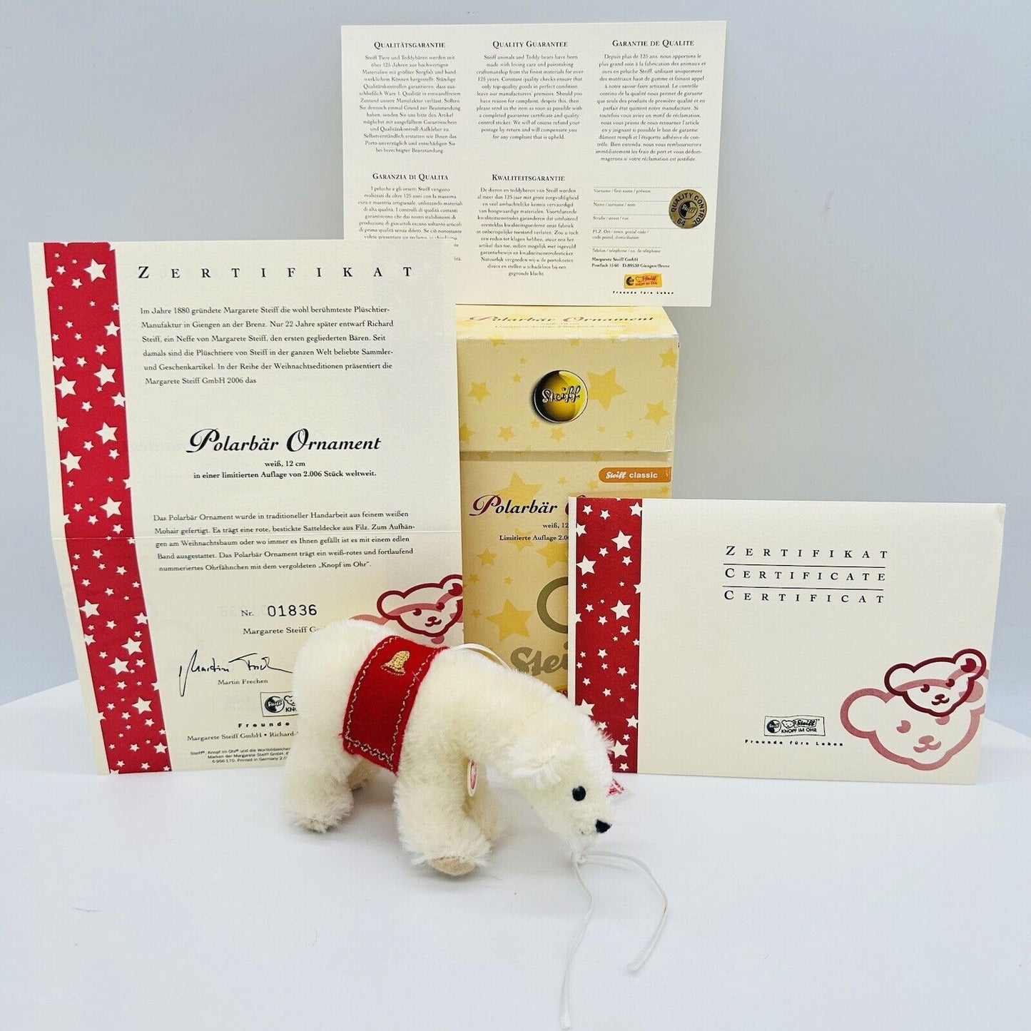 Steiff 037375 Polarbär Ornament limitiert 2006 aus 2006 12 cm Mohair