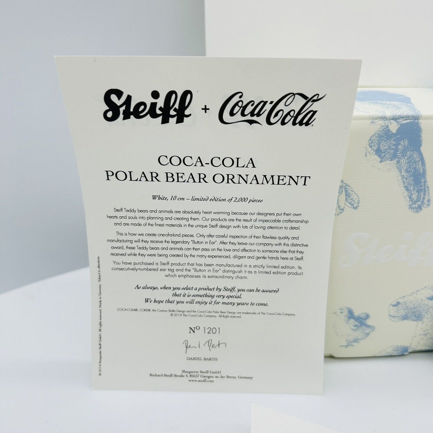 Steiff 355318 Teddybär Ornament Coca Cola limitiert 2000 aus 2014 10 cm