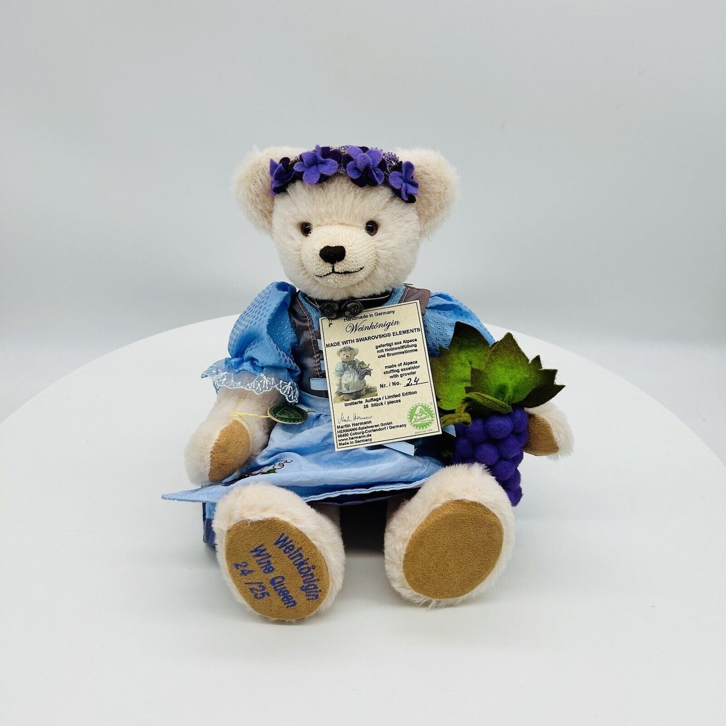 Hermann Coburg Teddybär Weinkönigin limitiert 25 36 cm Mohair