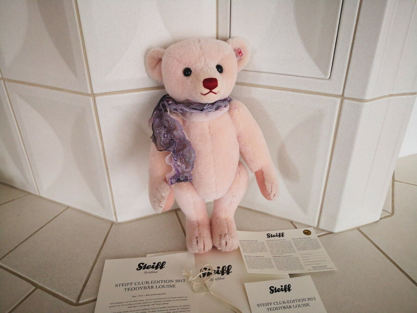 Steiff Club-Edition 2013 Teddybär Louise, Rose, 33 cm, 421259, limitiert