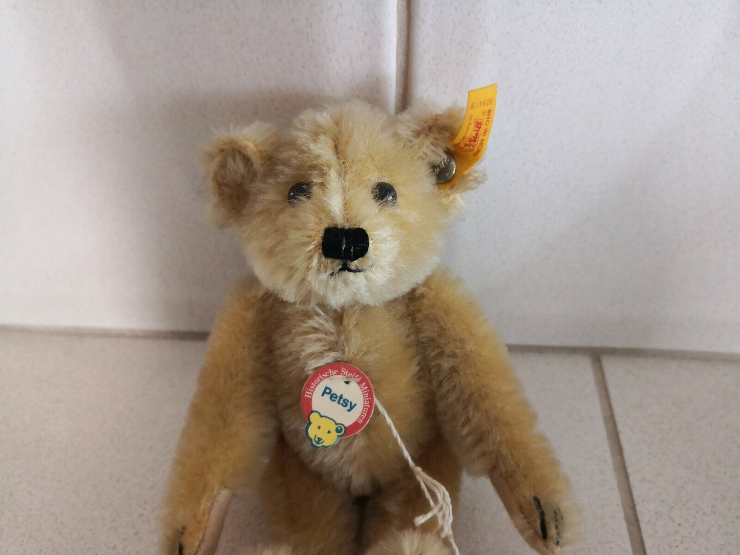 Steiff Teddybär Petsy, 16 cm, 029479, Historische Miniaturen, mit KFS
