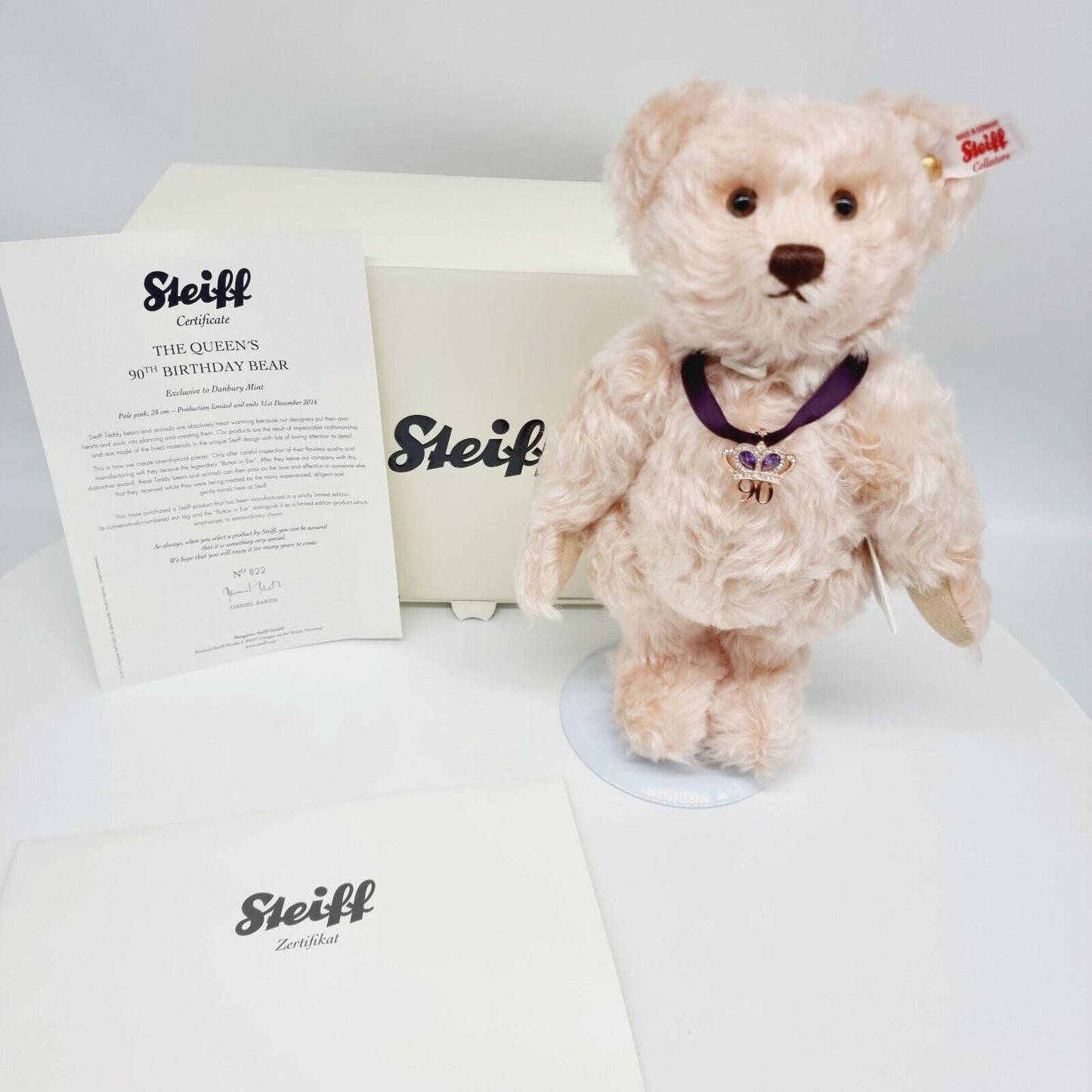 Steiff Teddybär Queen Elizabeth 90. Geburtstag 664984 limitiert 2016 28 cm