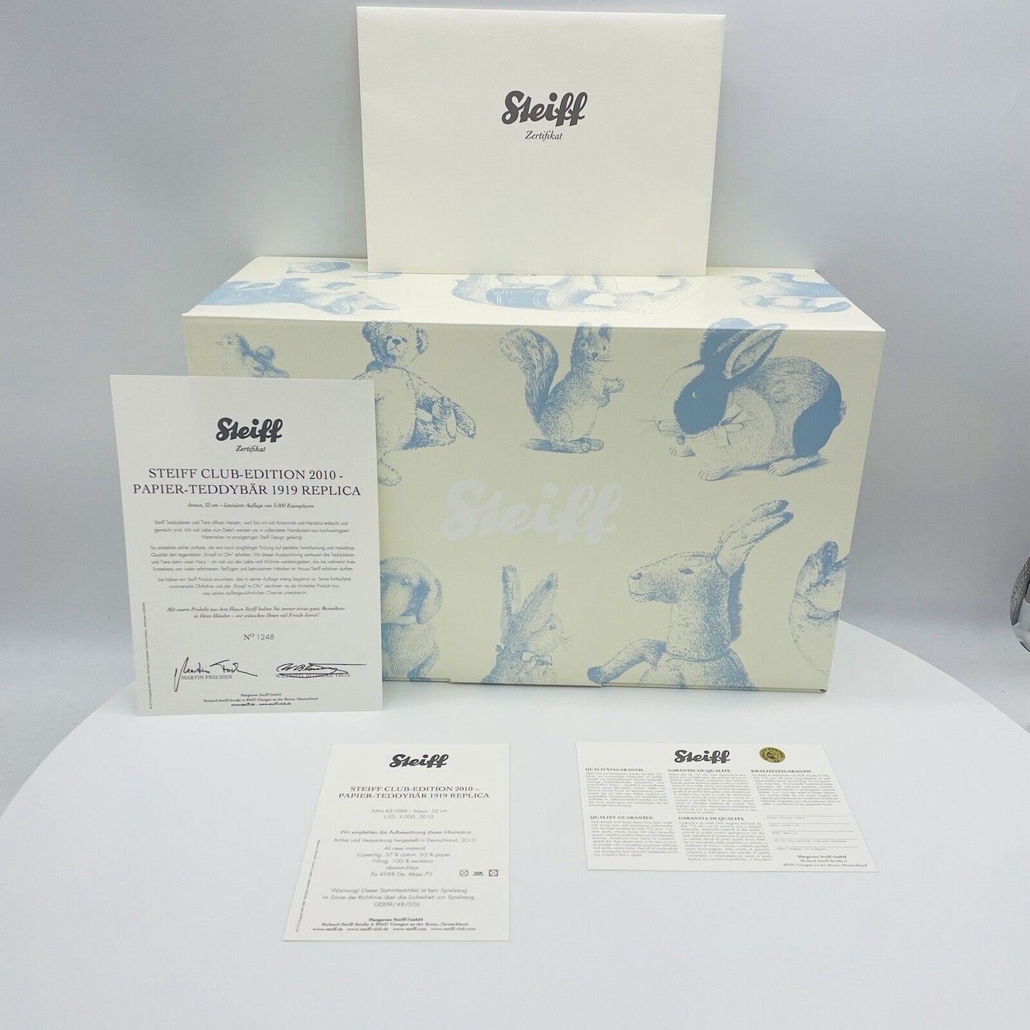 Steiff Club Edition 2010 Papierteddybär 1919 Replica 421099 limitiert 3000 32cm