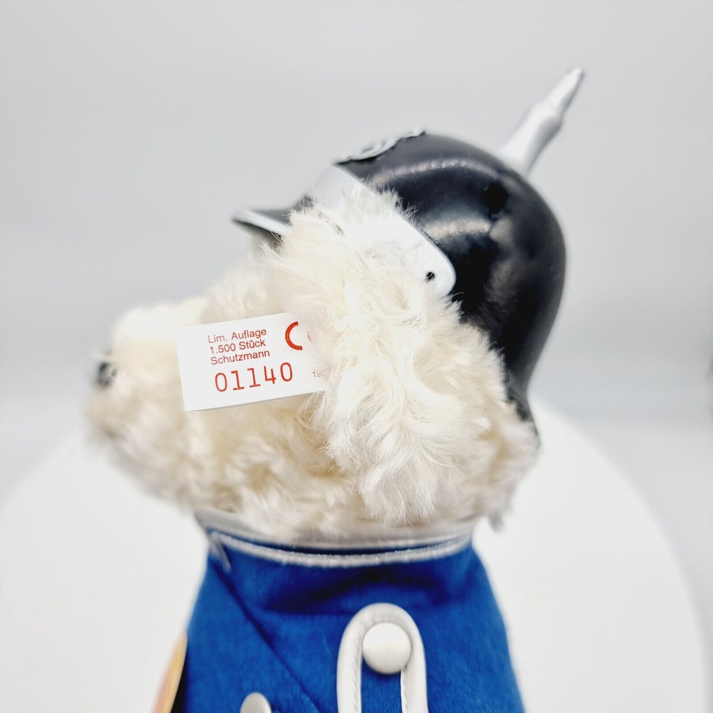 Steiff 655364 Teddybär Berliner Milieu 35 cm Mohair weiß Berliner Schutzmann